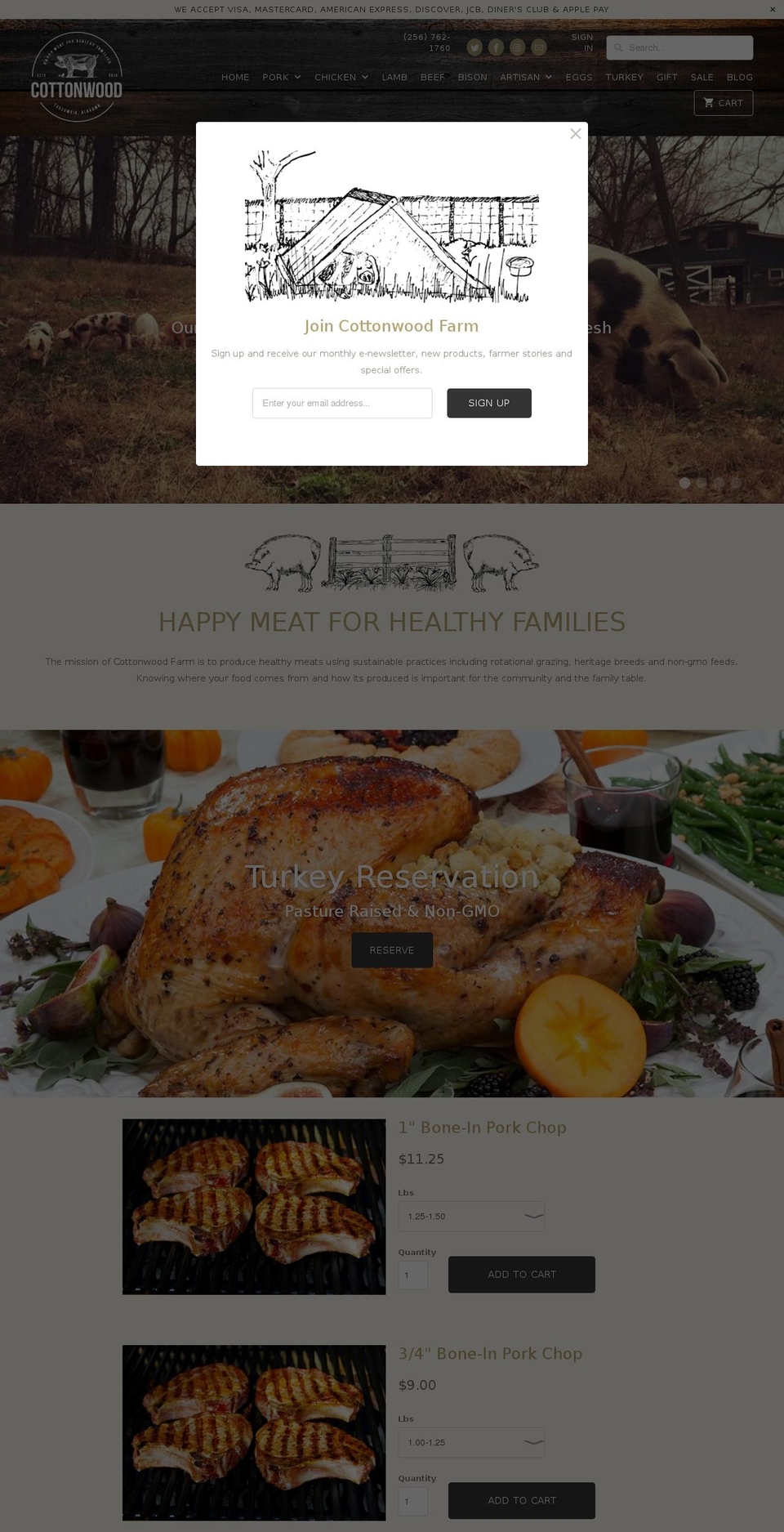 cottonwood-farm.com shopify website screenshot