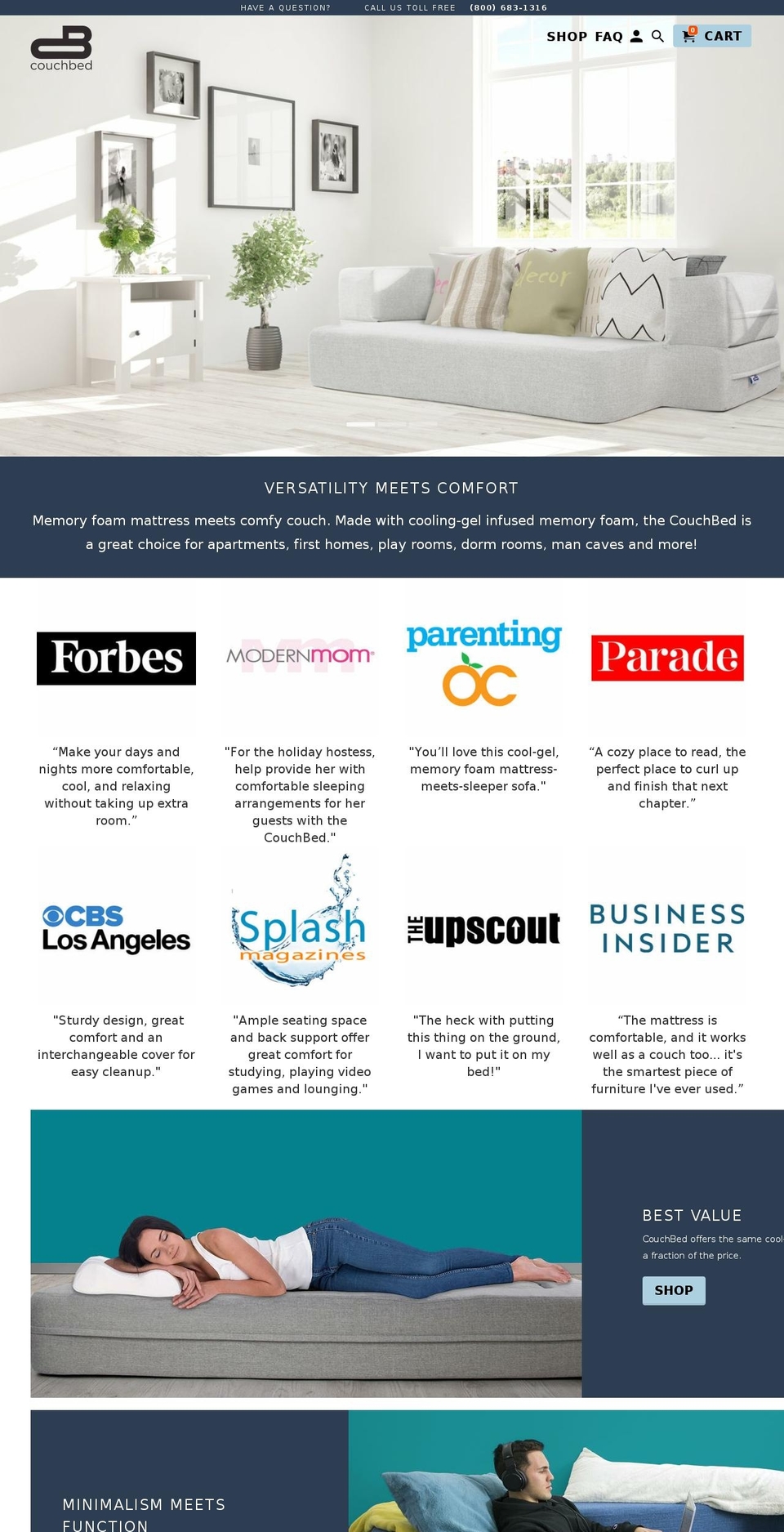 couchbed.com shopify website screenshot
