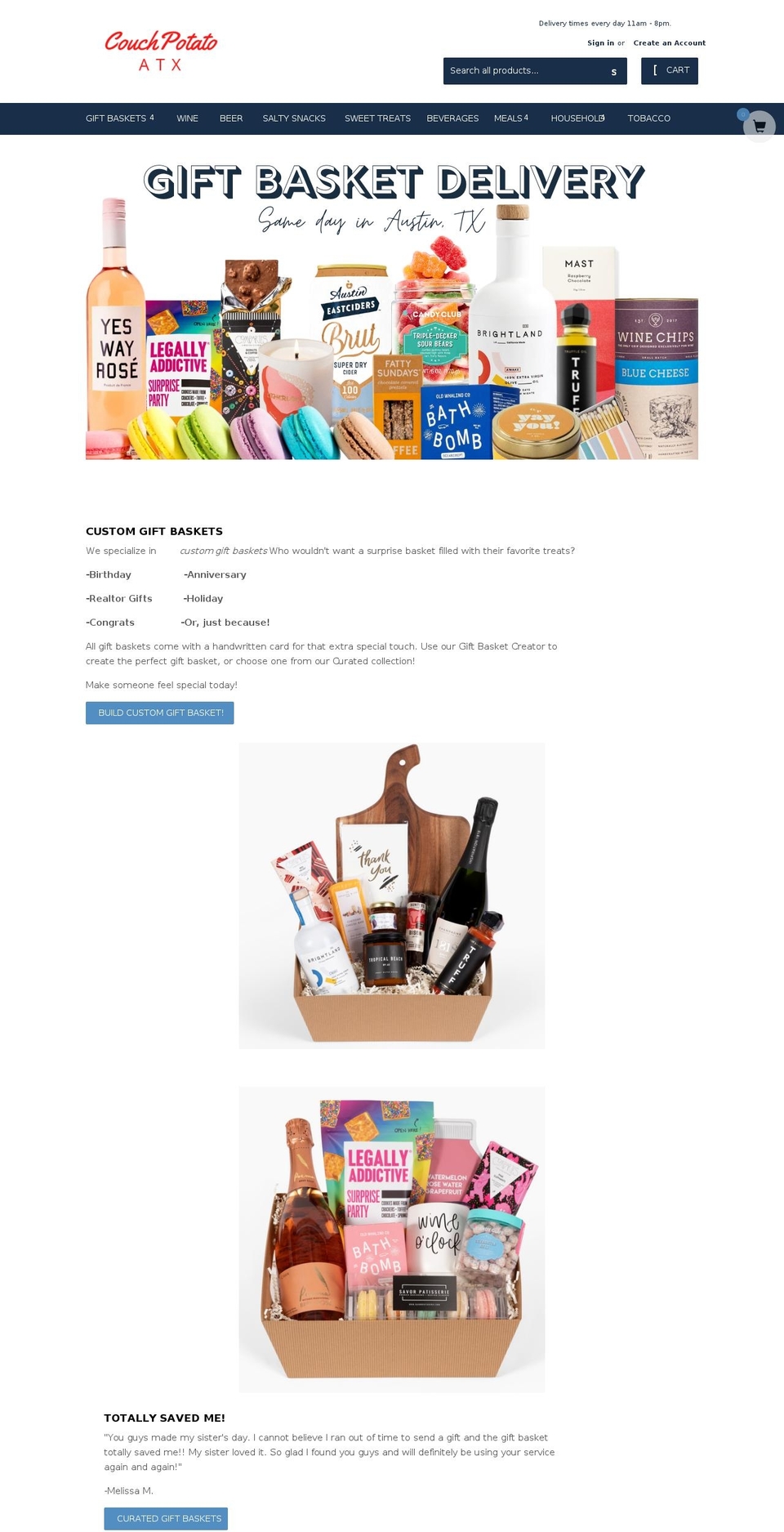 couchpotatoatx.com shopify website screenshot
