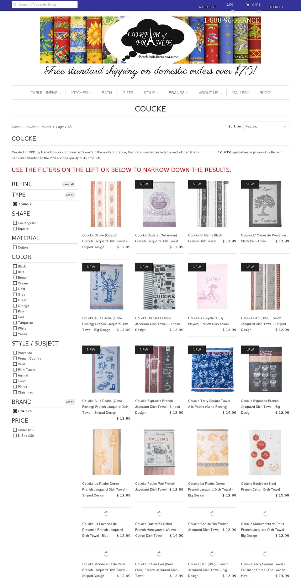 coucketowels.com shopify website screenshot