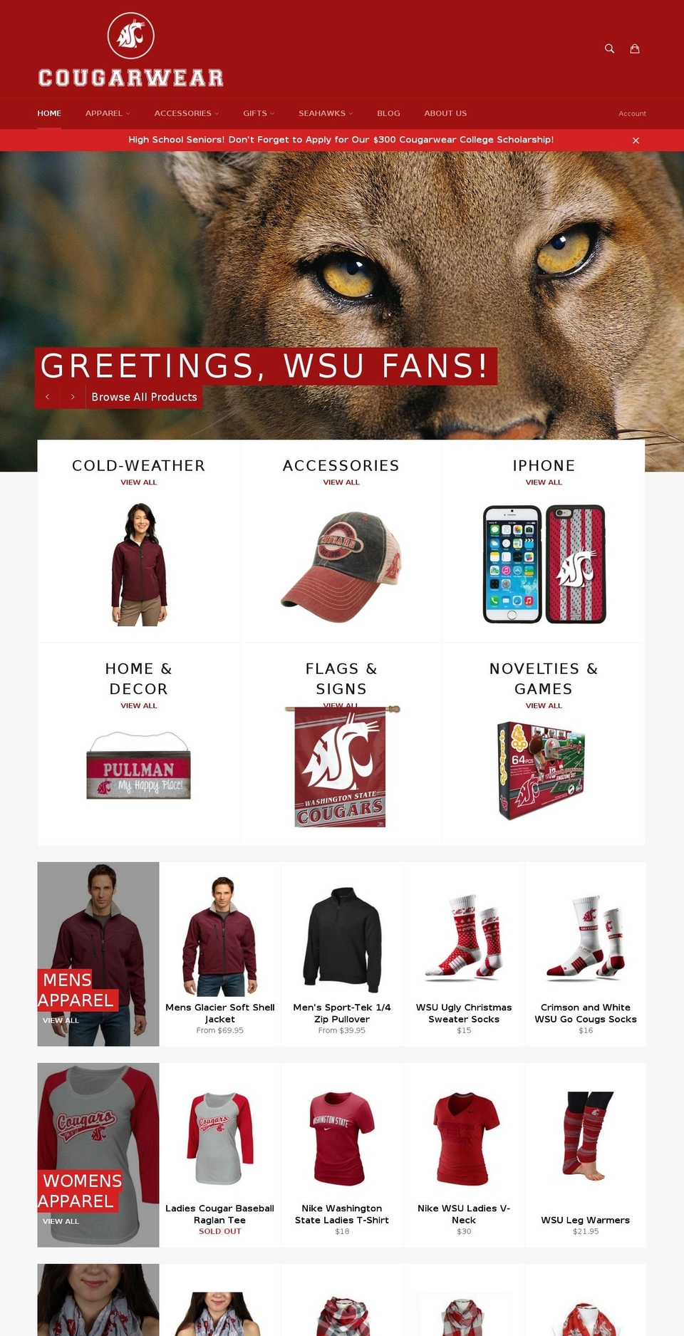 cougarwear.com shopify website screenshot