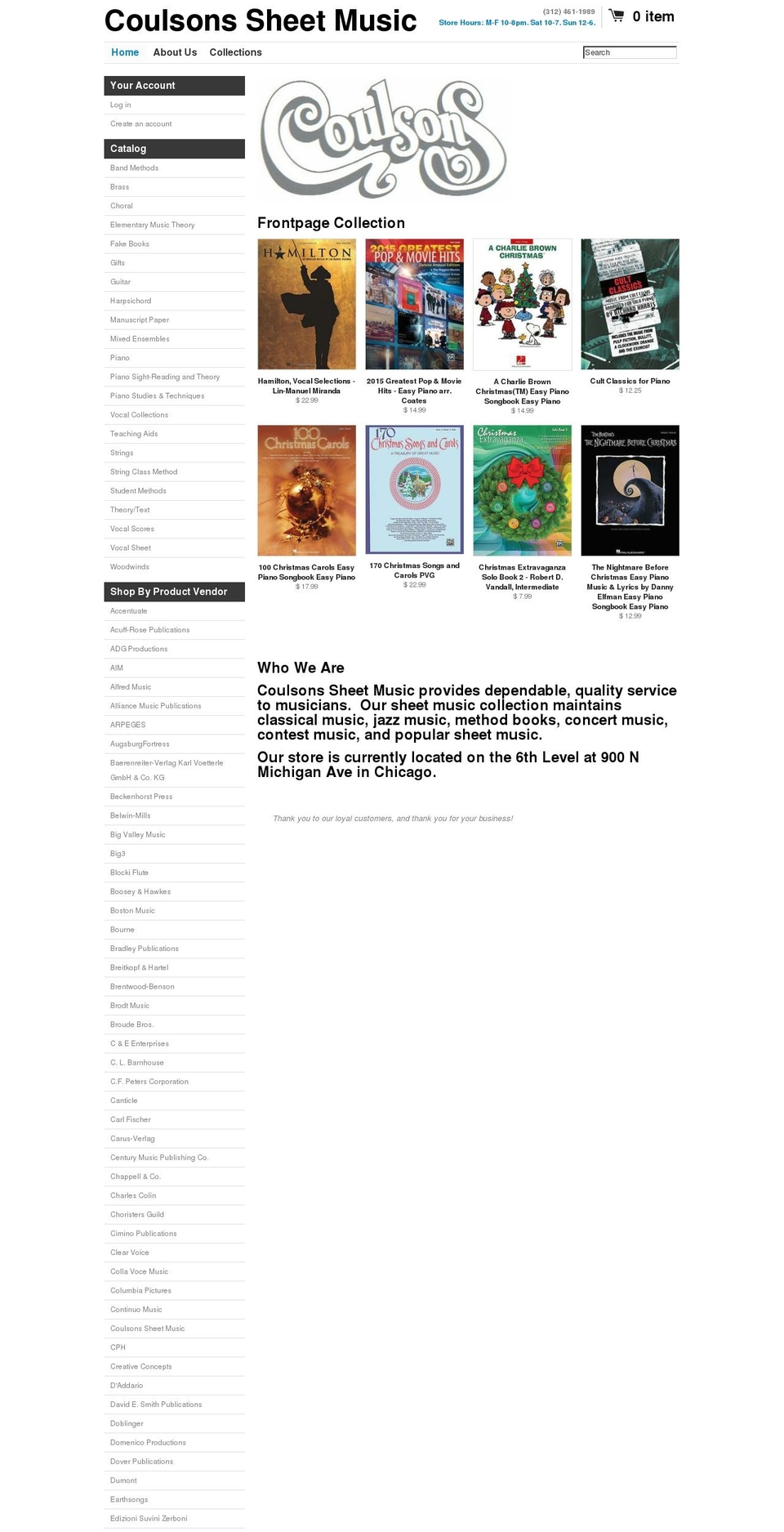 coulsonsmusic.com shopify website screenshot