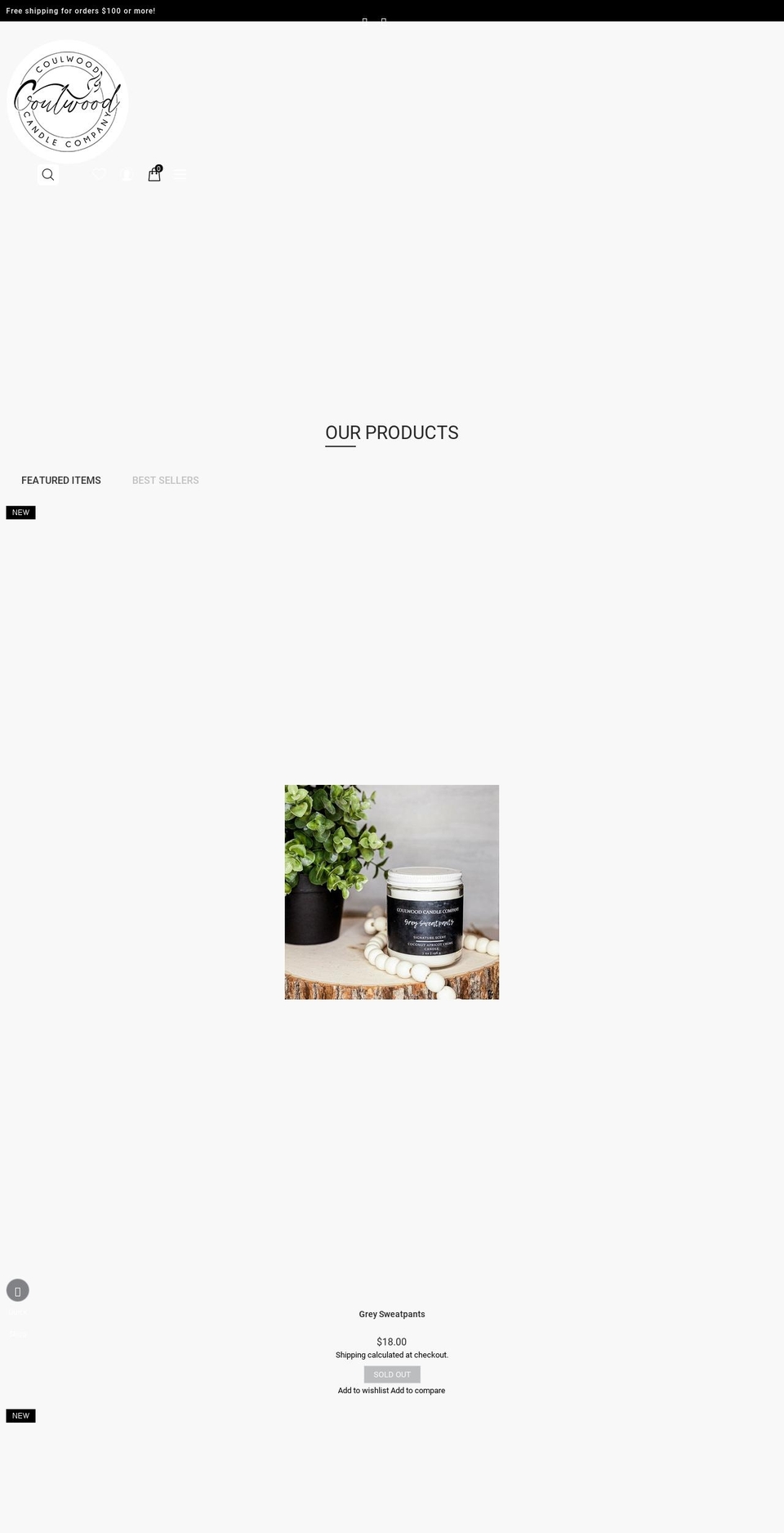 coulwoodcandleco.com shopify website screenshot