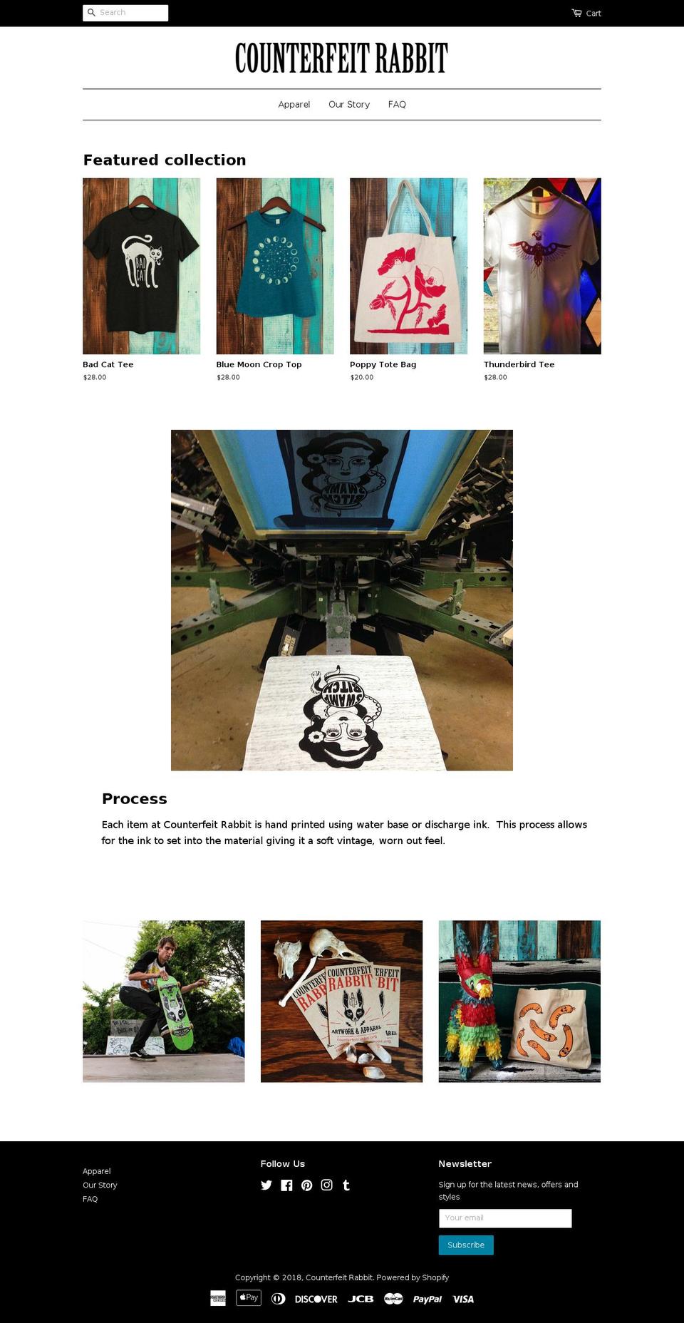 counterfeitrabbit.org shopify website screenshot