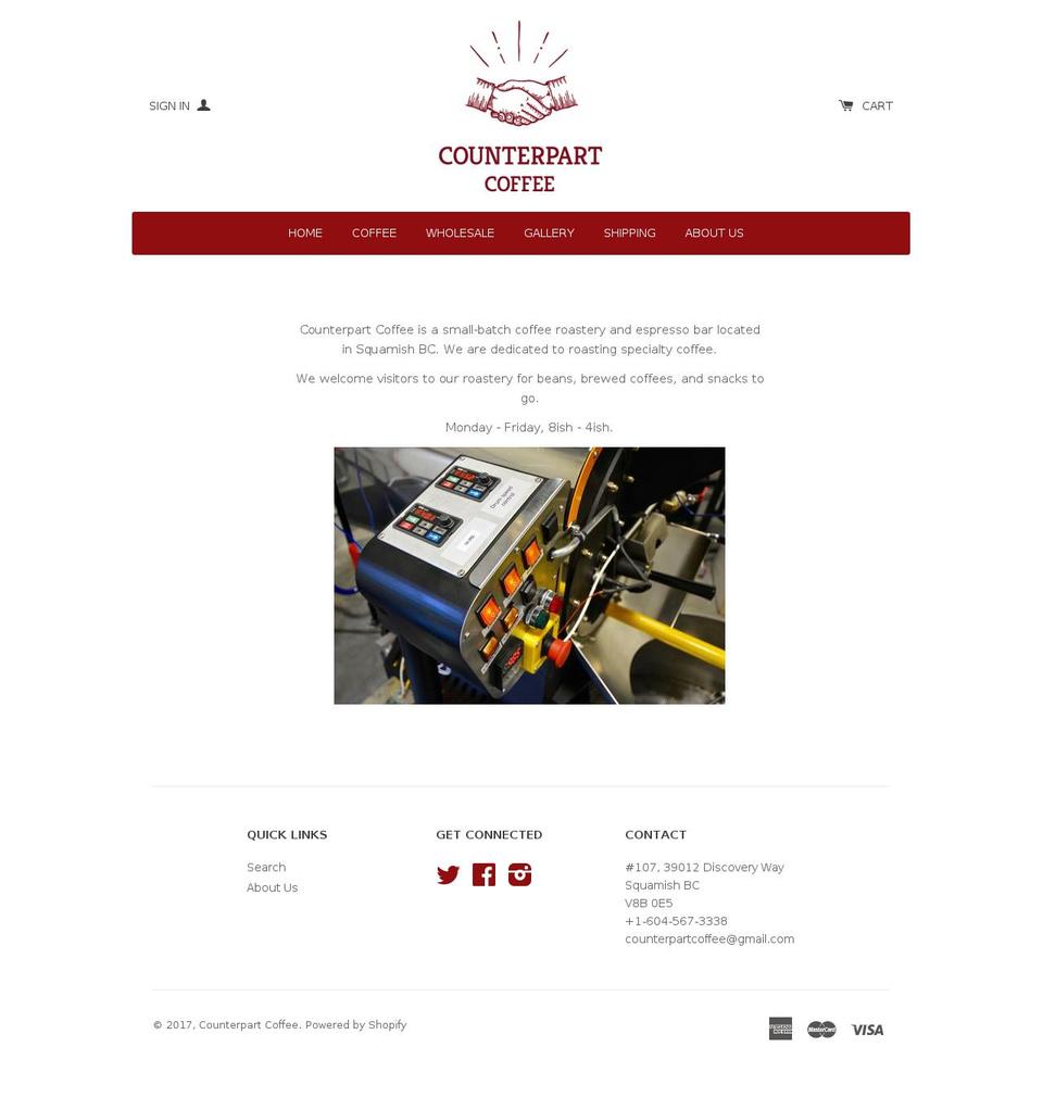 counterpartcoffee.com shopify website screenshot