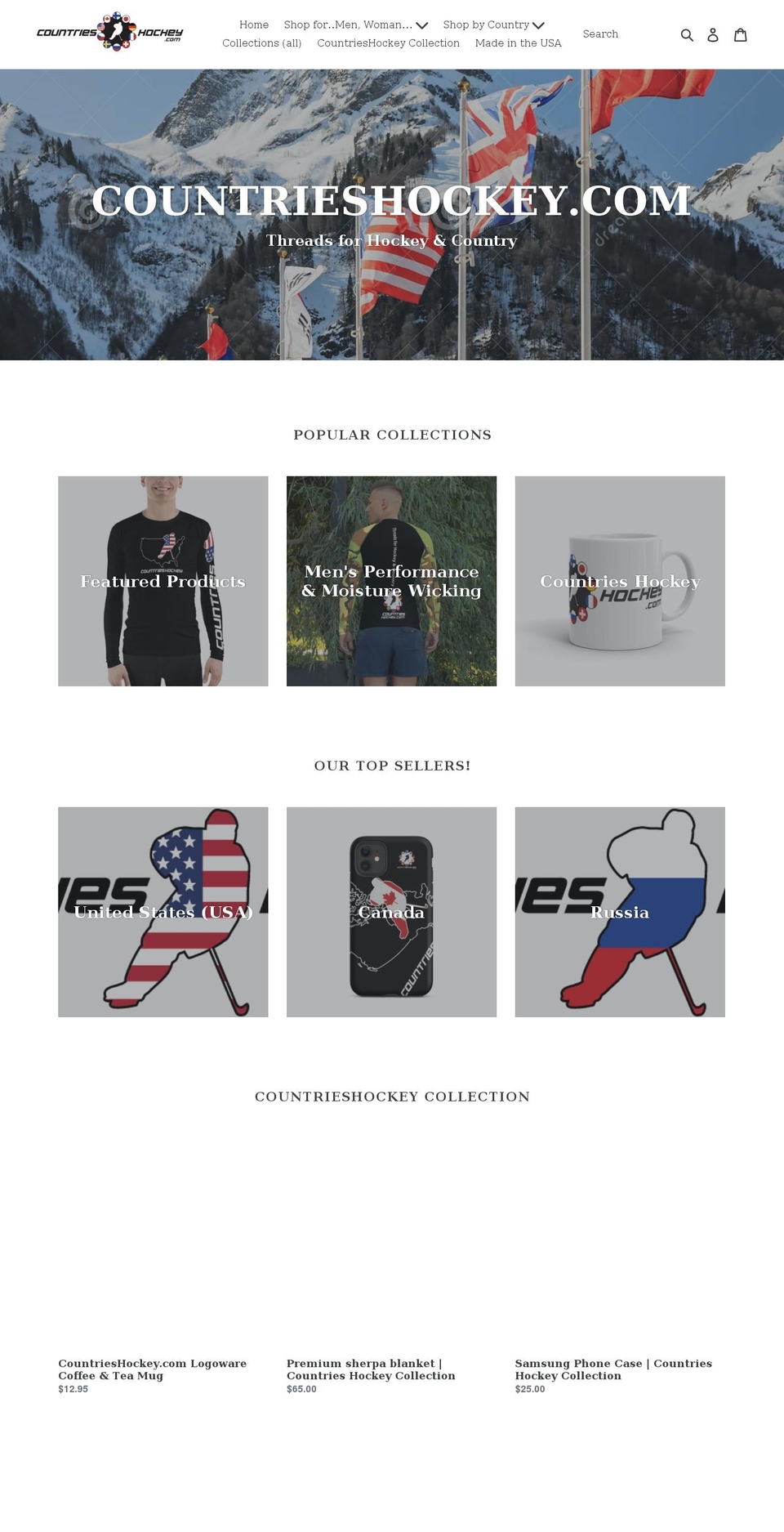 countrieshockey.com shopify website screenshot