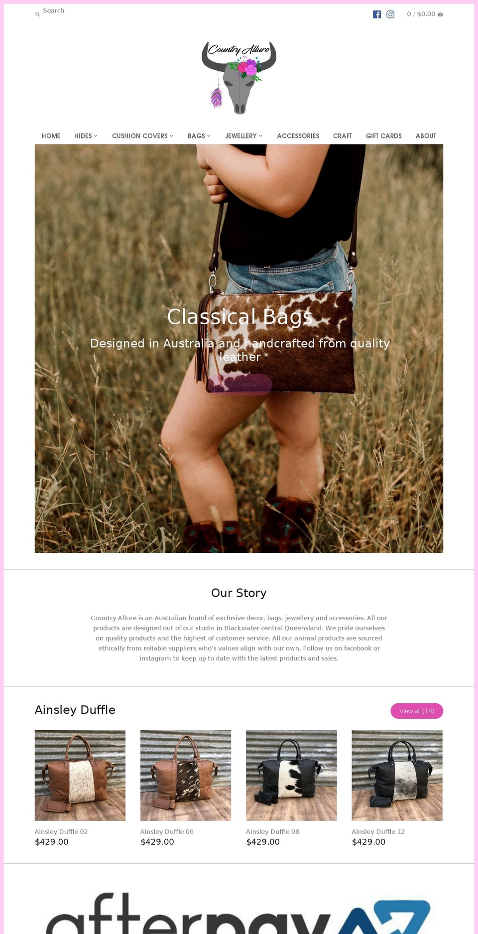 countryallure.com shopify website screenshot