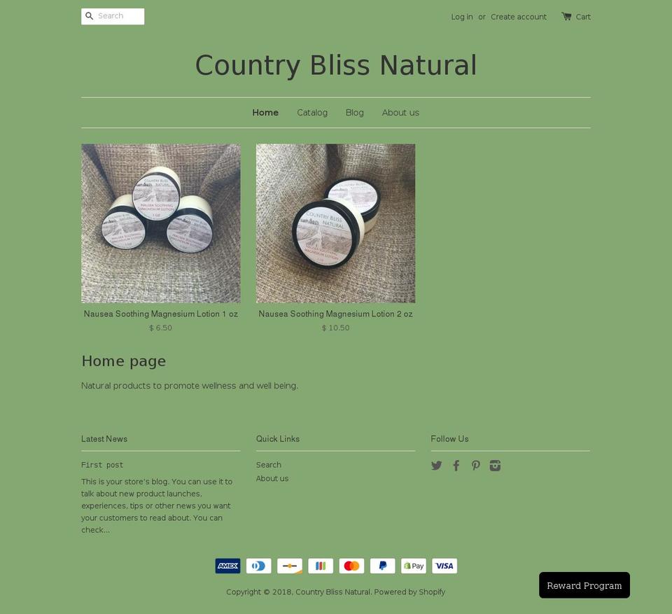 countryblissnatural.com — Shopify storefront screenshot