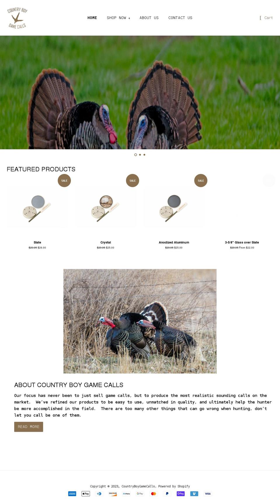 countryboygamecalls.com shopify website screenshot