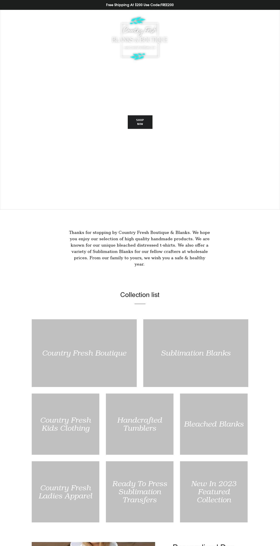 countryfreshblanks.com shopify website screenshot