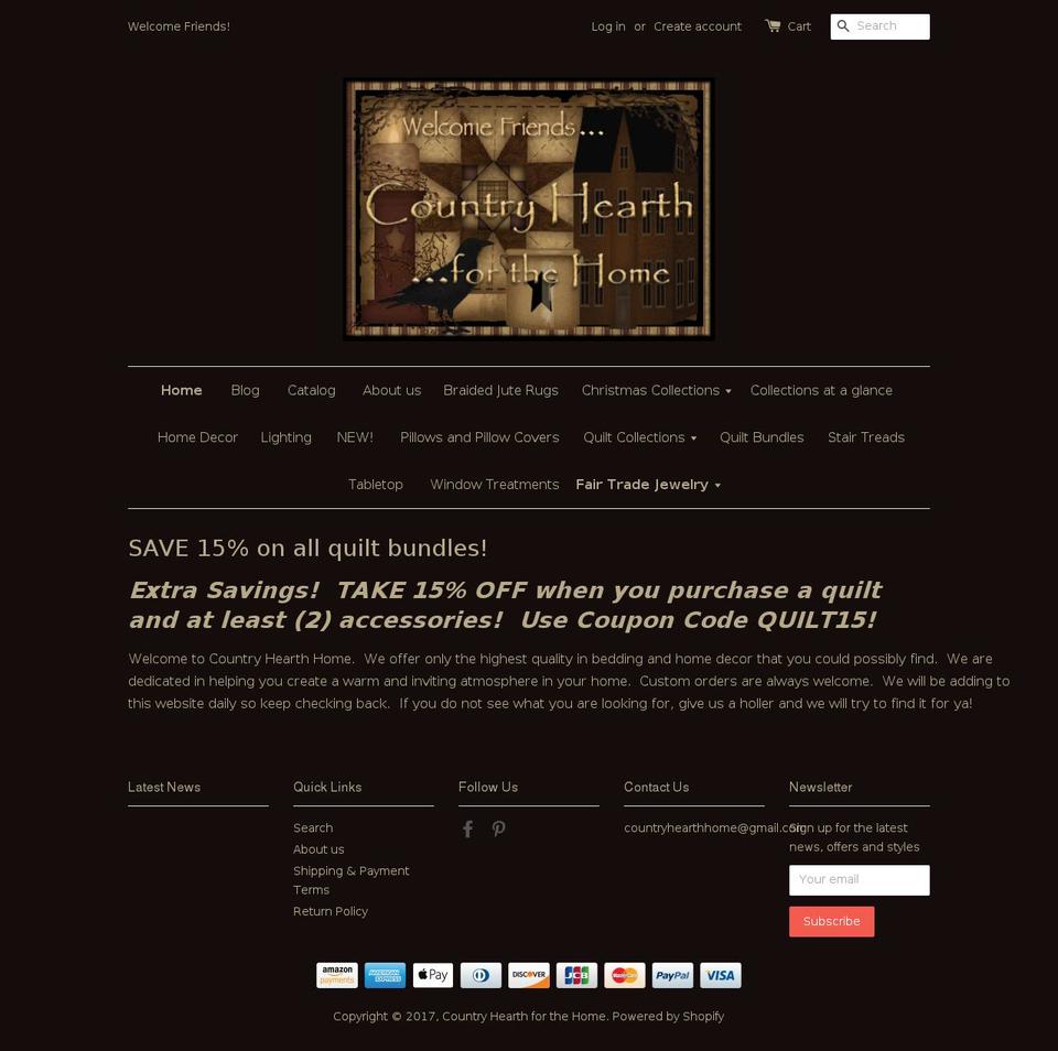 countryhearthhome.com shopify website screenshot