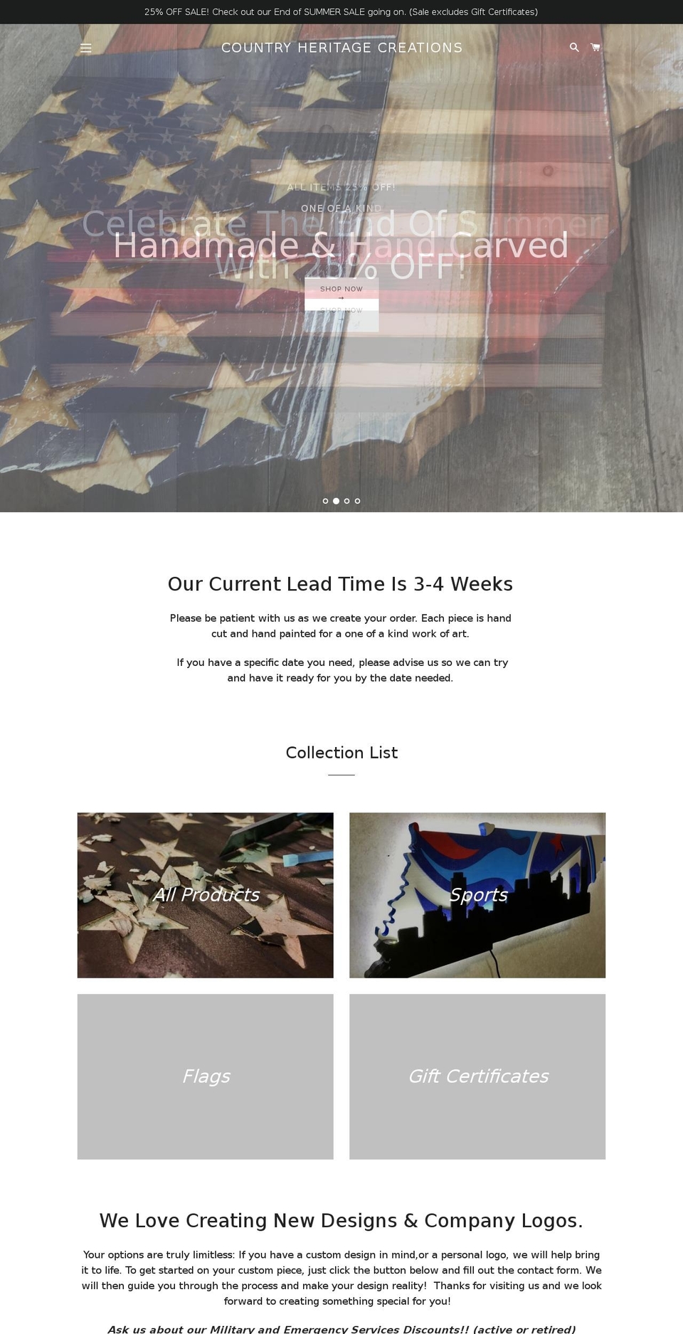 countryheritagecreations.com — Shopify storefront screenshot