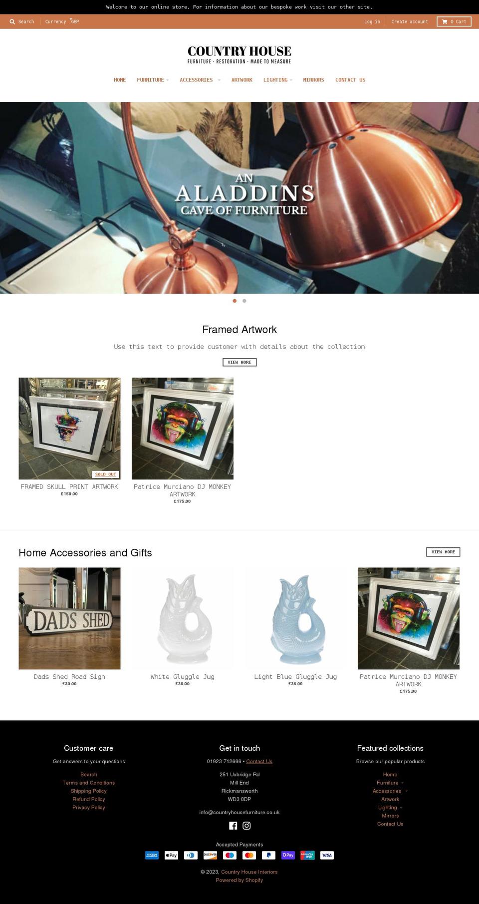 countryhouseshop.co.uk shopify website screenshot