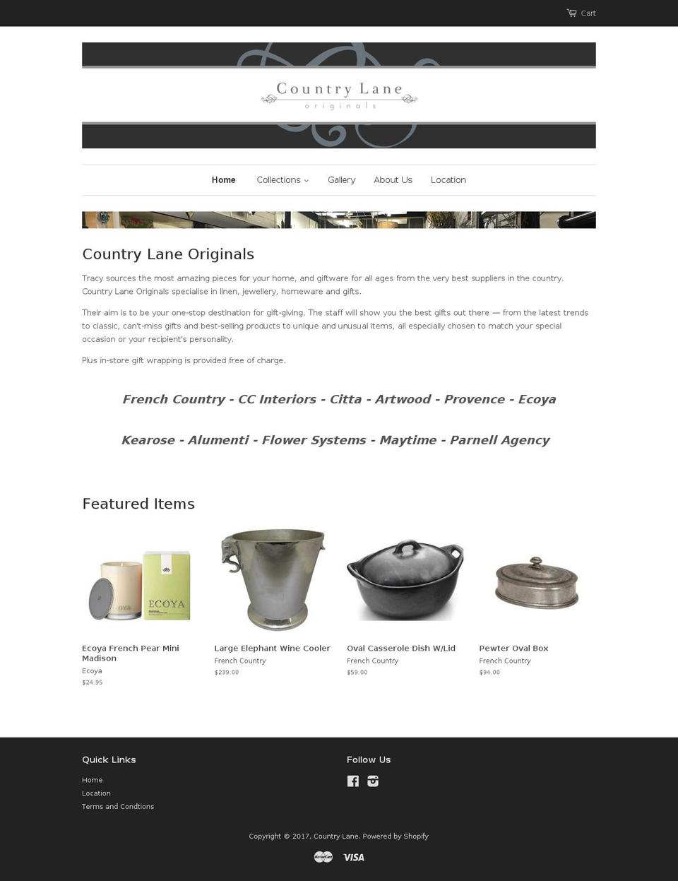 countrylane.co.nz shopify website screenshot