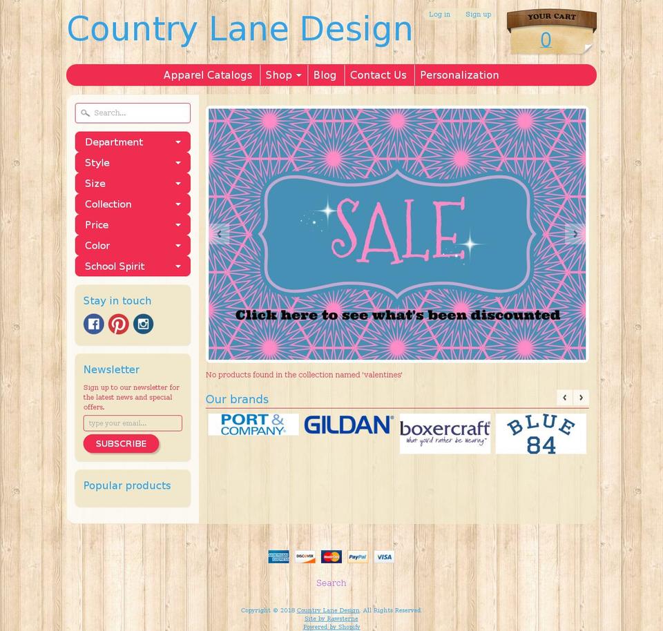 Installed EPO Sunrise Shopify theme site example countrylanedesign.net