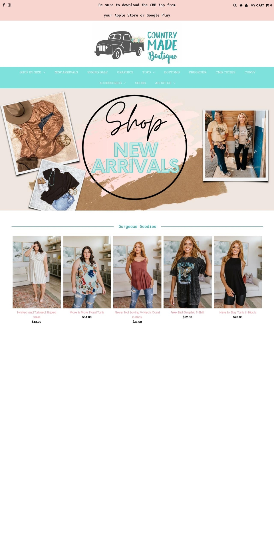 countrymadeboutique.com shopify website screenshot