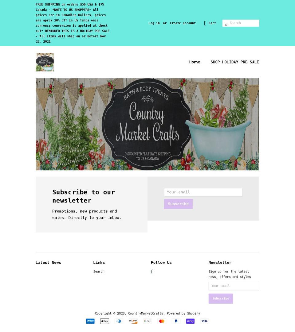 countrymarketcrafts.com shopify website screenshot