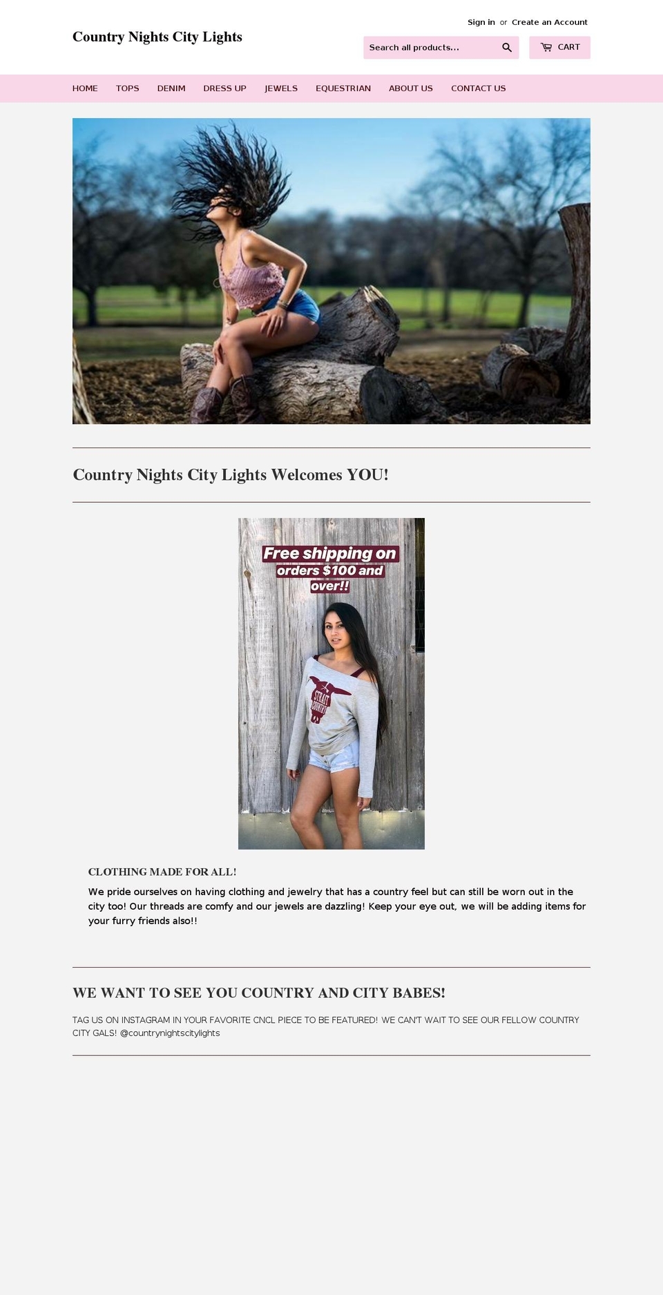 countrynightscitylights.com shopify website screenshot