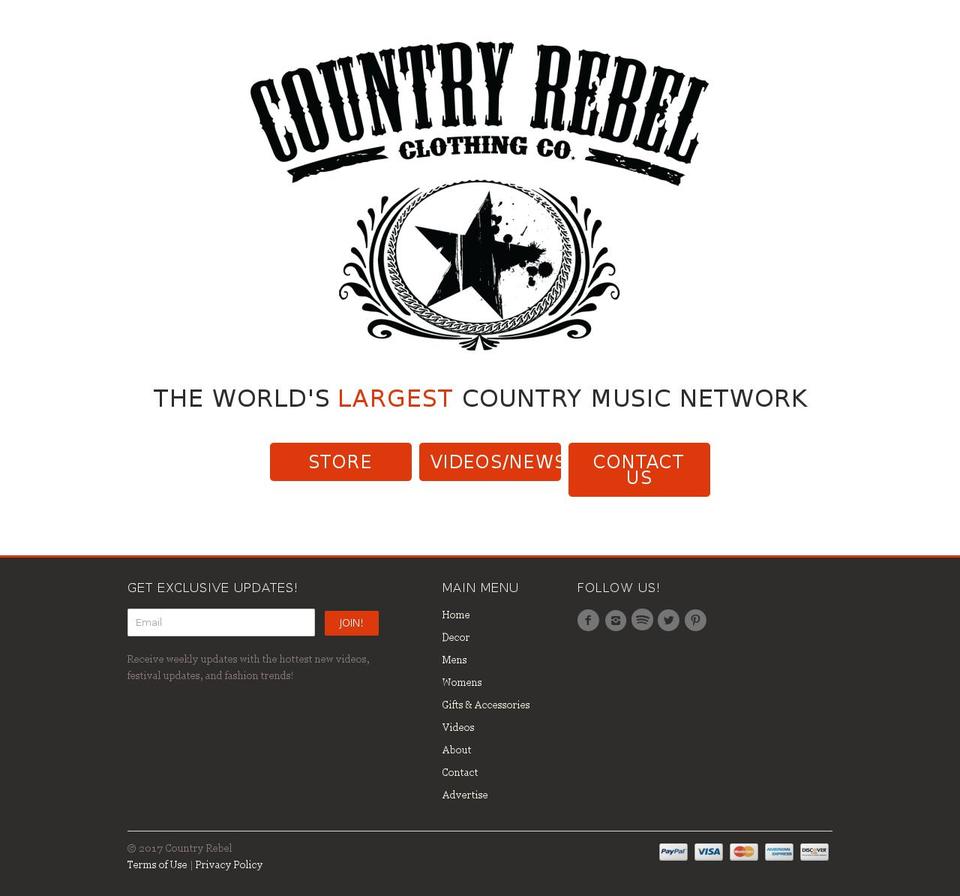 countryrebel.com shopify website screenshot