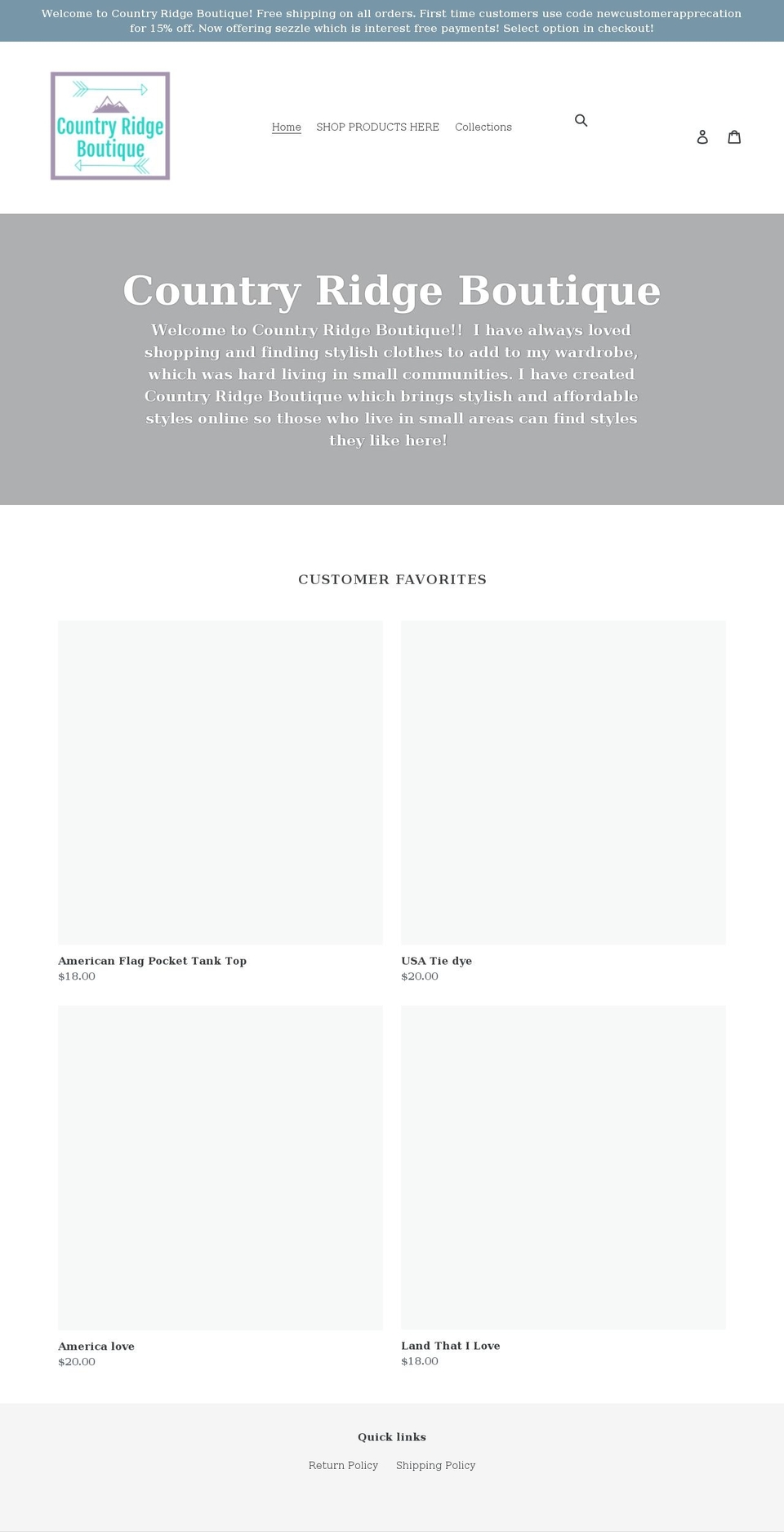 countryridgeboutique.com shopify website screenshot