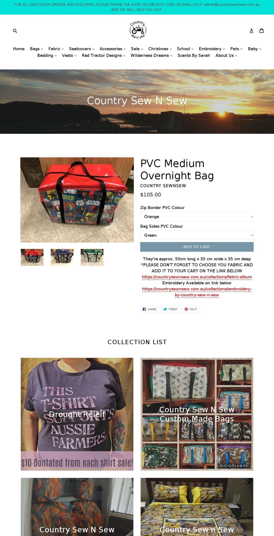 countrysewnsew.com.au shopify website screenshot