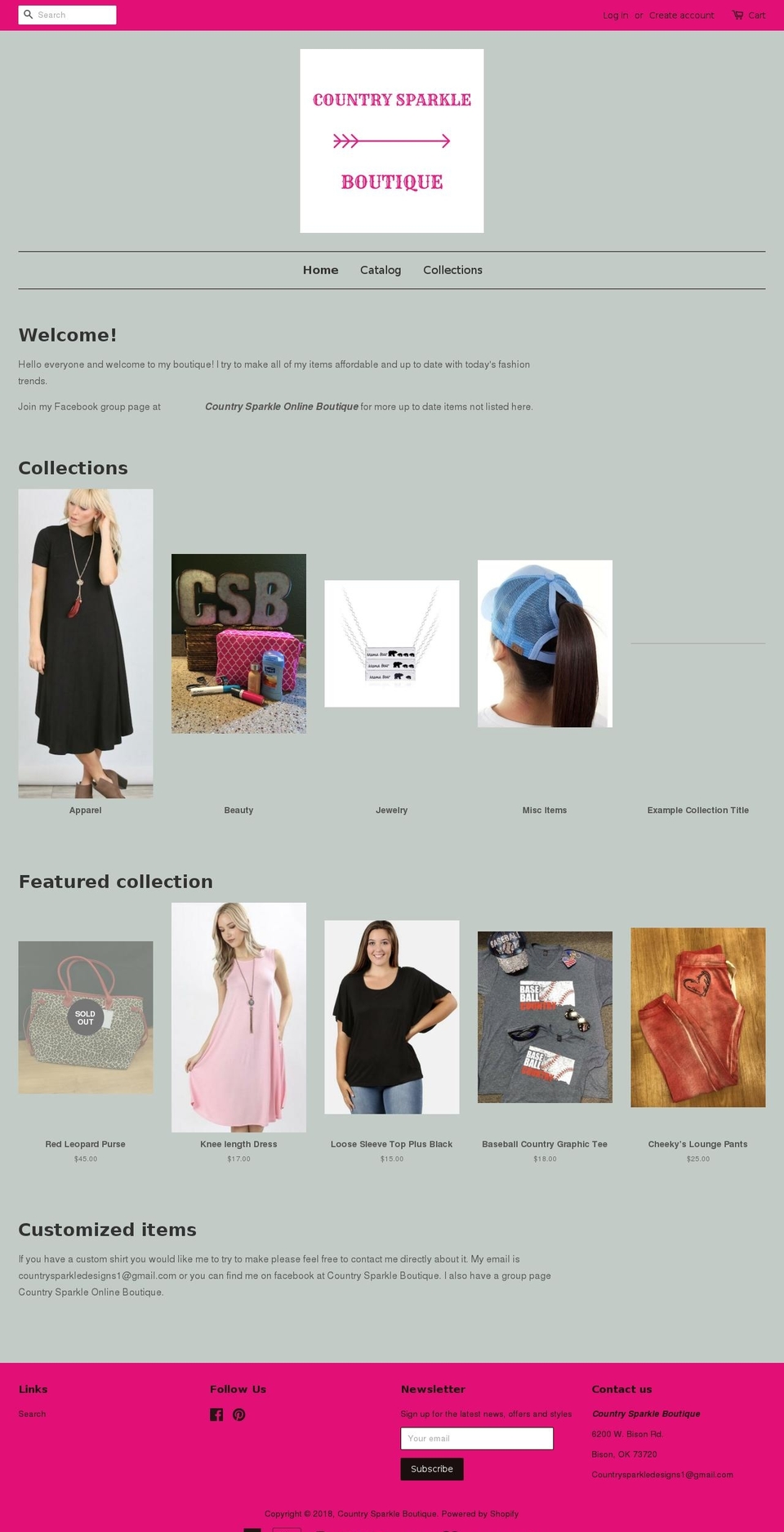 countrysparkleboutique.com — Shopify storefront screenshot