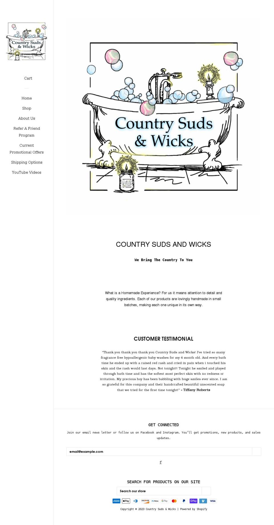 countrysudsandwicks.com shopify website screenshot