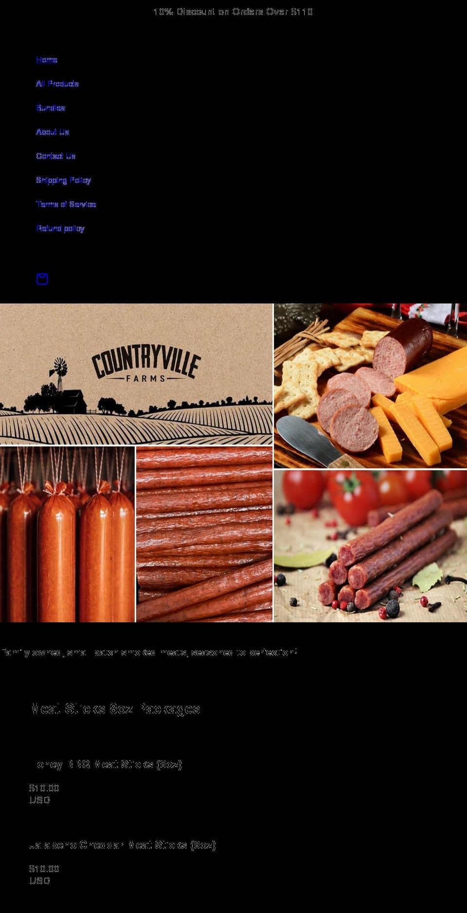countryvillefarms.com shopify website screenshot