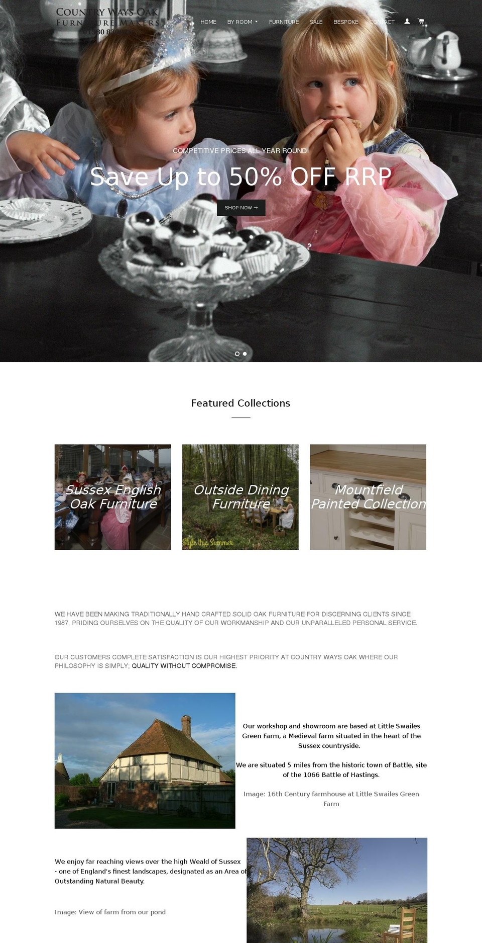 countrywaysoakfurniture.com — Shopify storefront screenshot