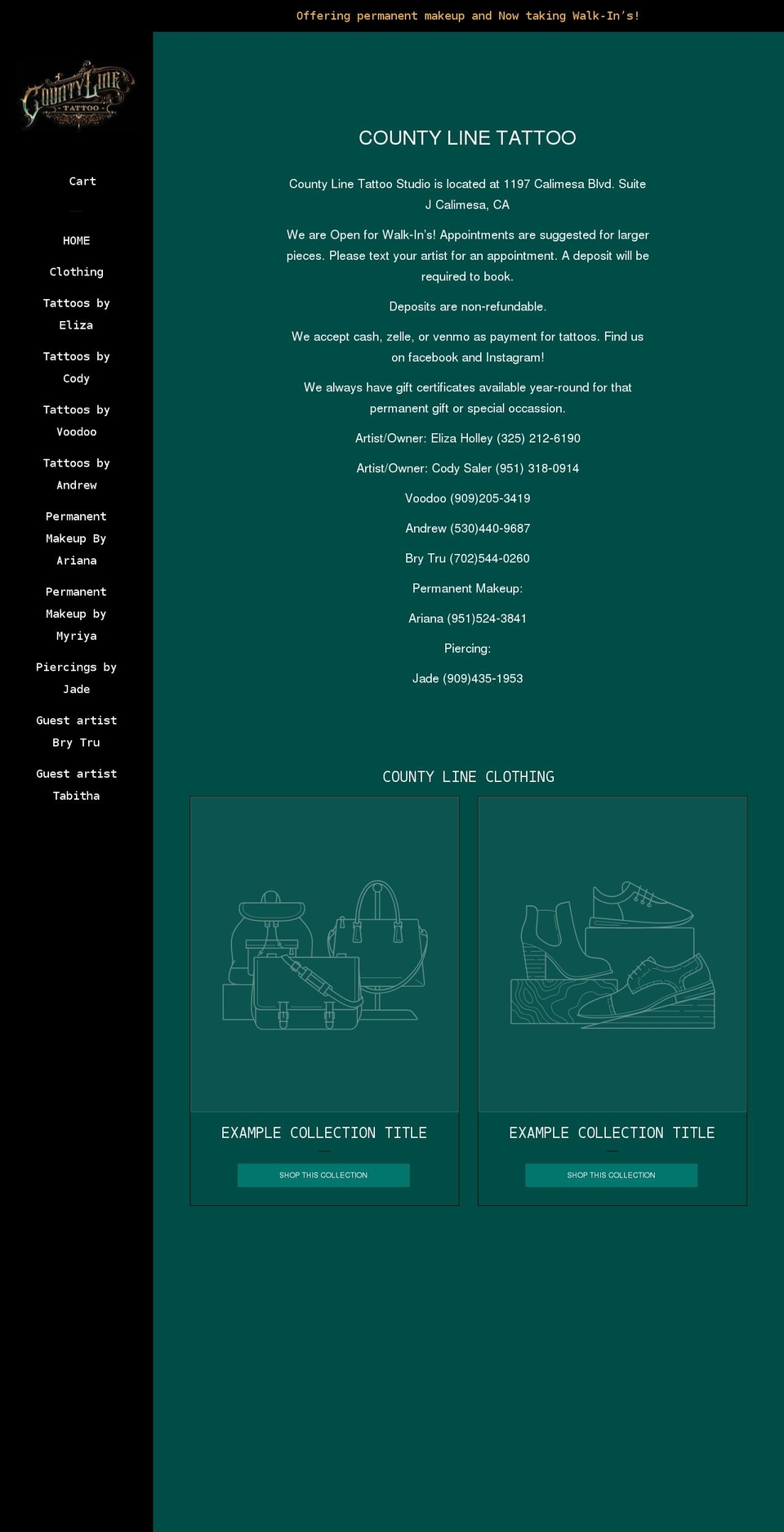 countylinetattoo.com shopify website screenshot