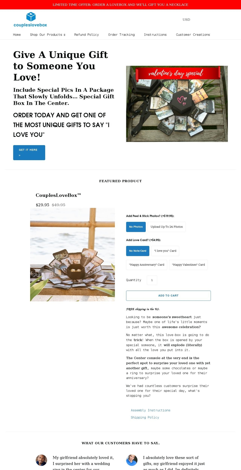 coupleslovebox.com shopify website screenshot