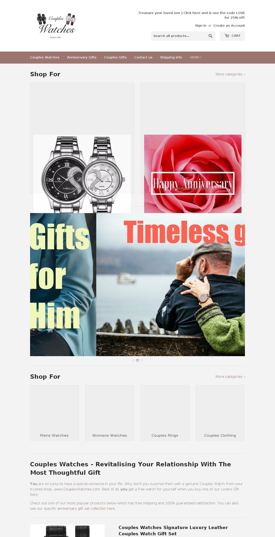 coupleswatches.com shopify website screenshot