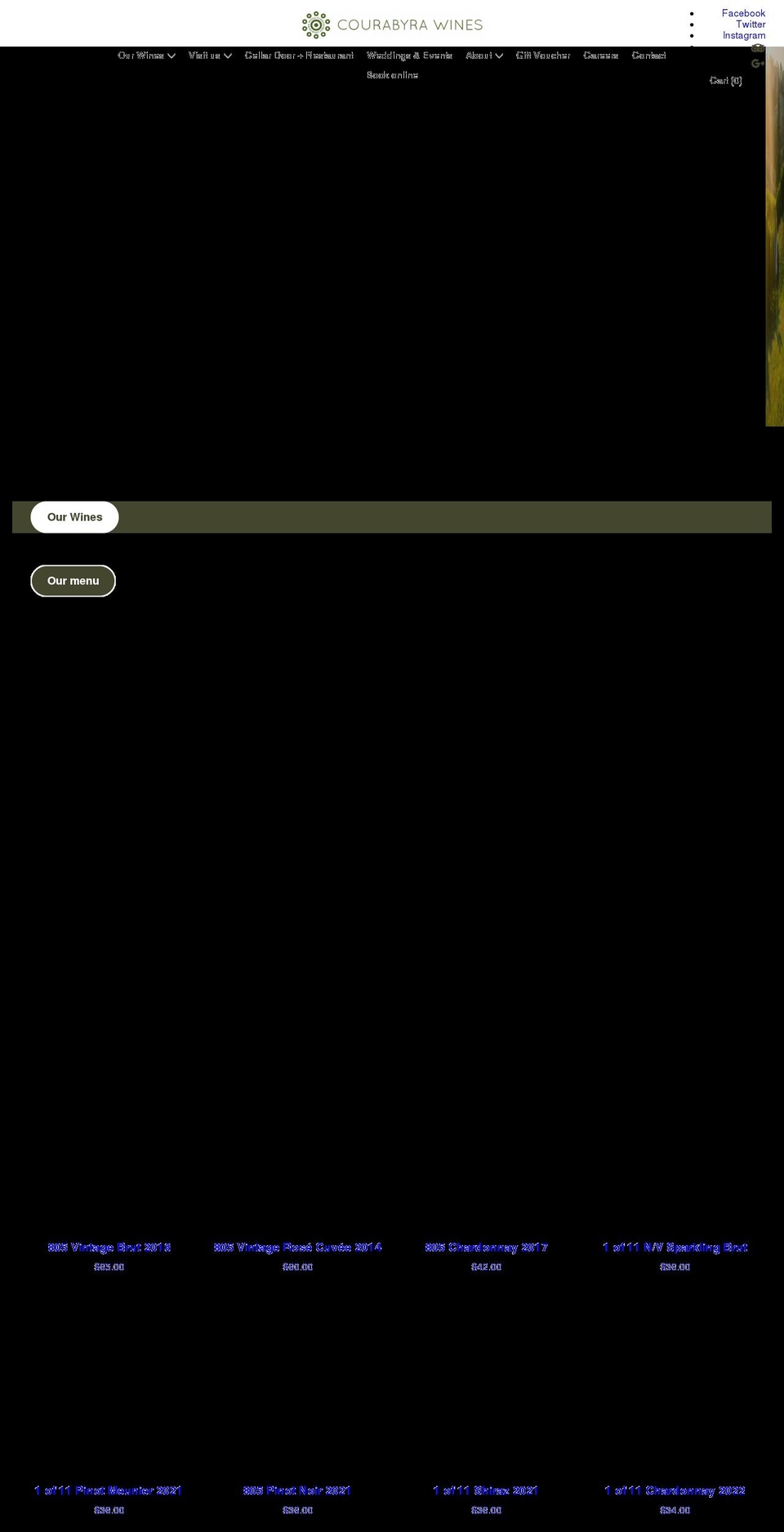 courabyrawines.com shopify website screenshot