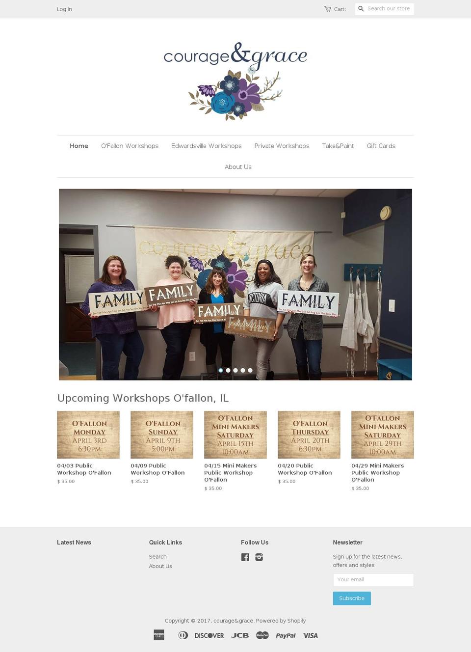 courageandgracedesigns.com shopify website screenshot