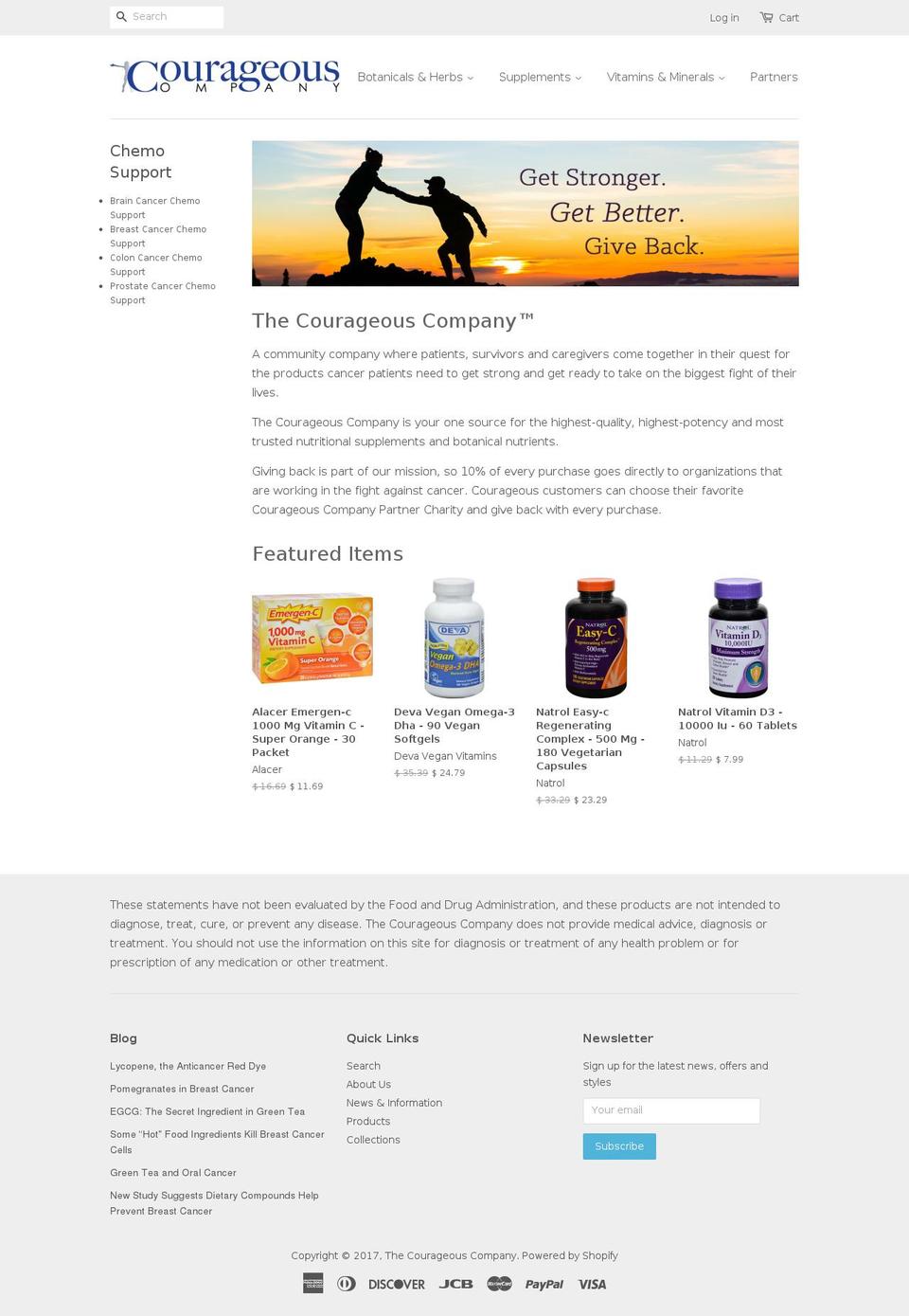 courageouscompany.com shopify website screenshot