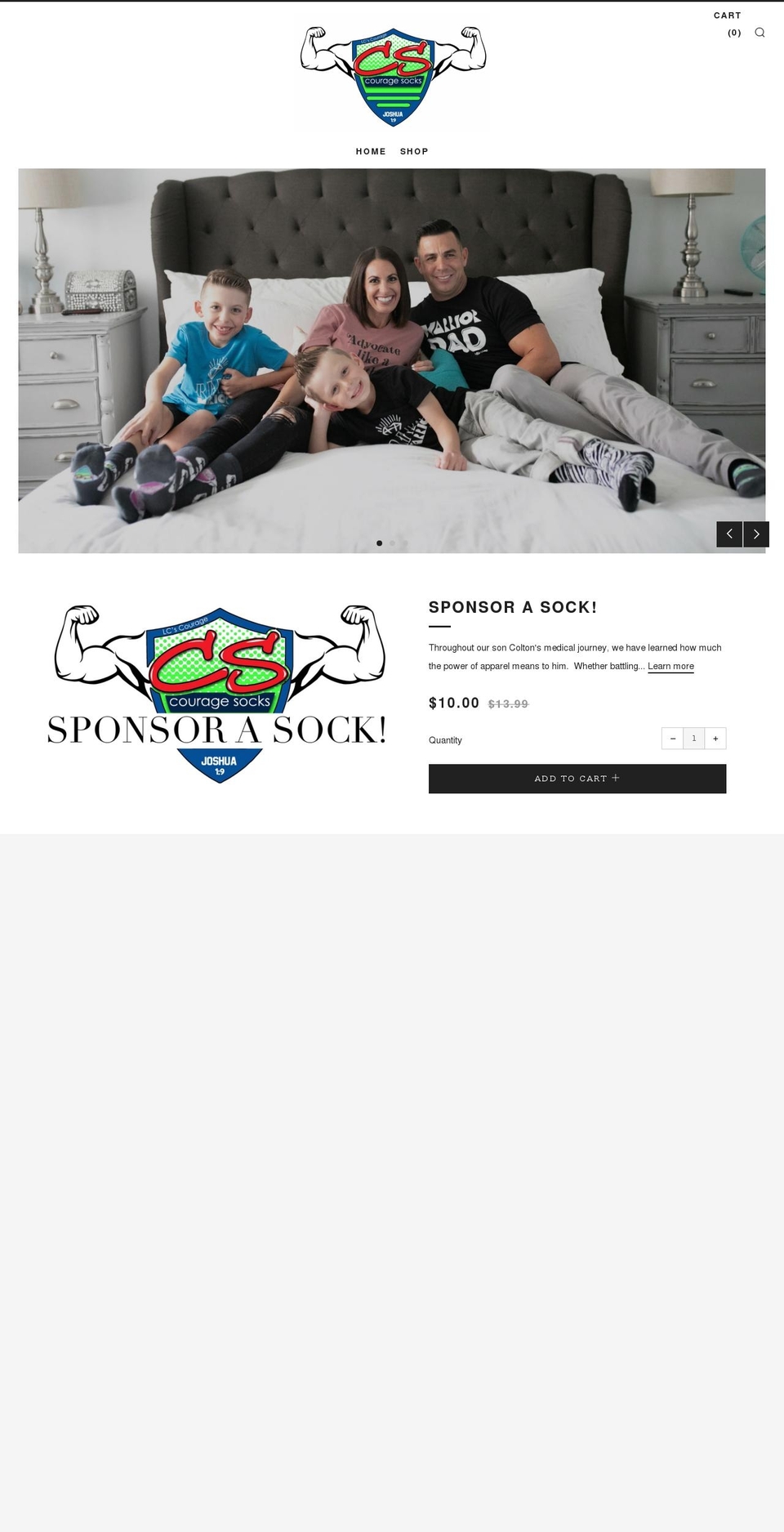 couragesocks.com shopify website screenshot