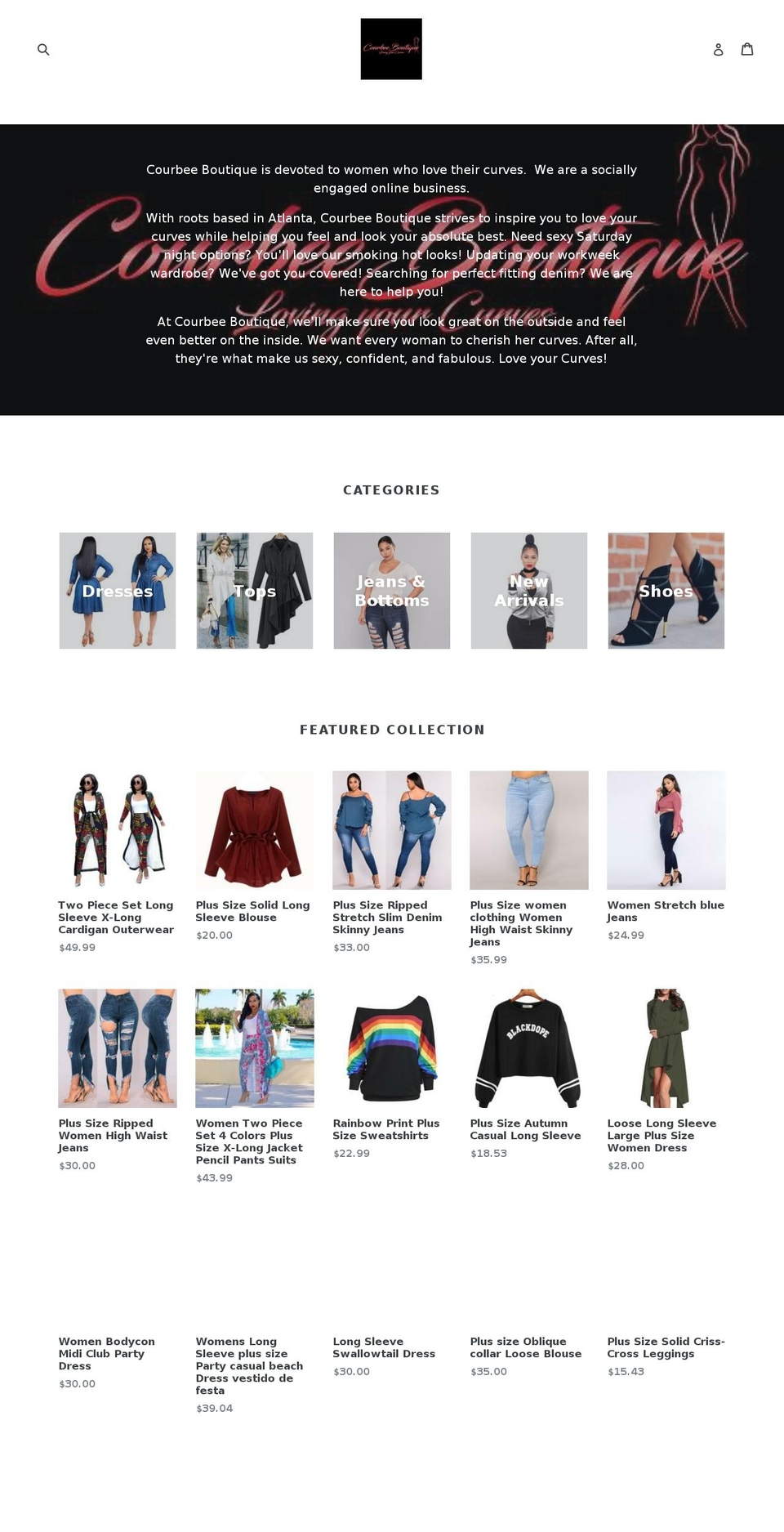 courbeeboutique.com — Shopify storefront screenshot