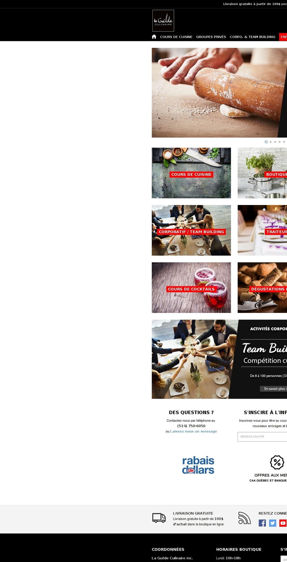 coursdecuisinemontreal.com — Shopify storefront screenshot