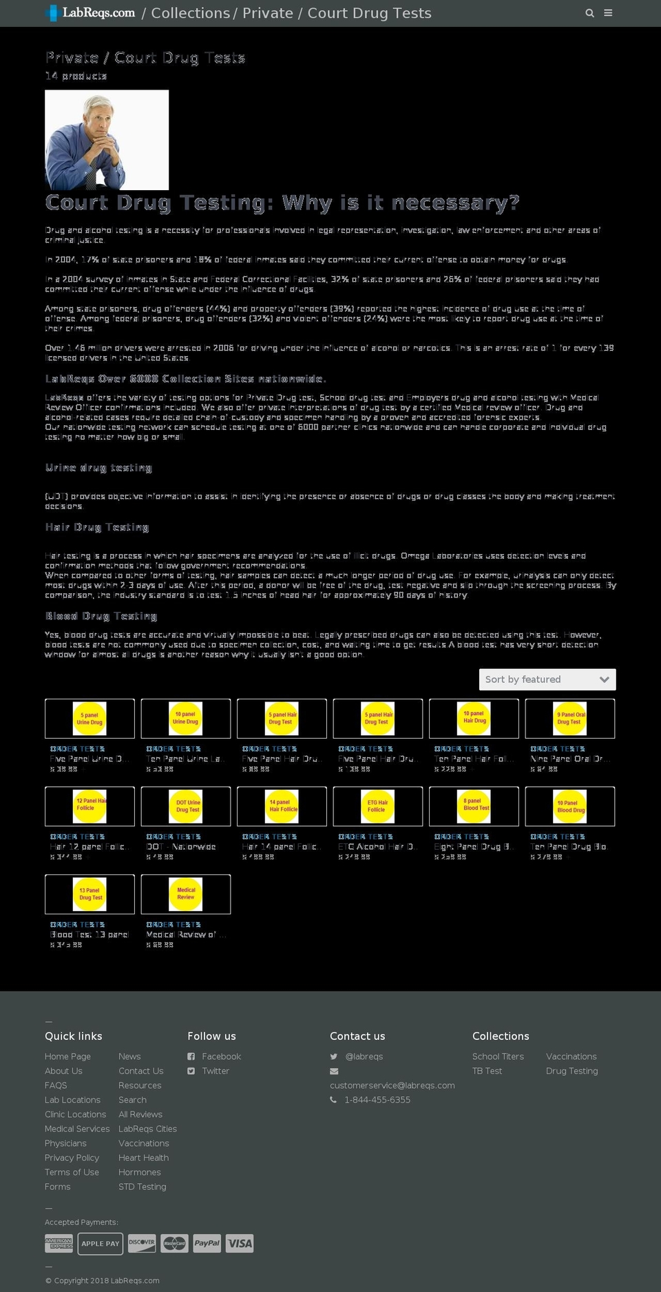 LabReqs Shopify theme site example courtdrugtesting.com