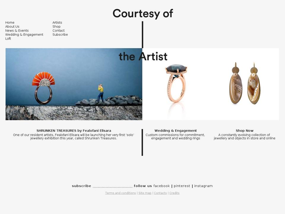 courtesyoftheartist.com shopify website screenshot