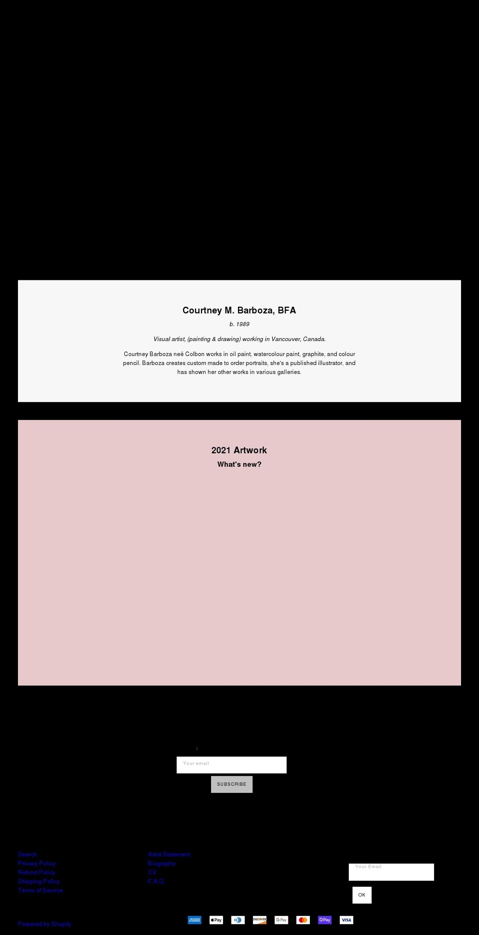 courtneybarboza.com shopify website screenshot