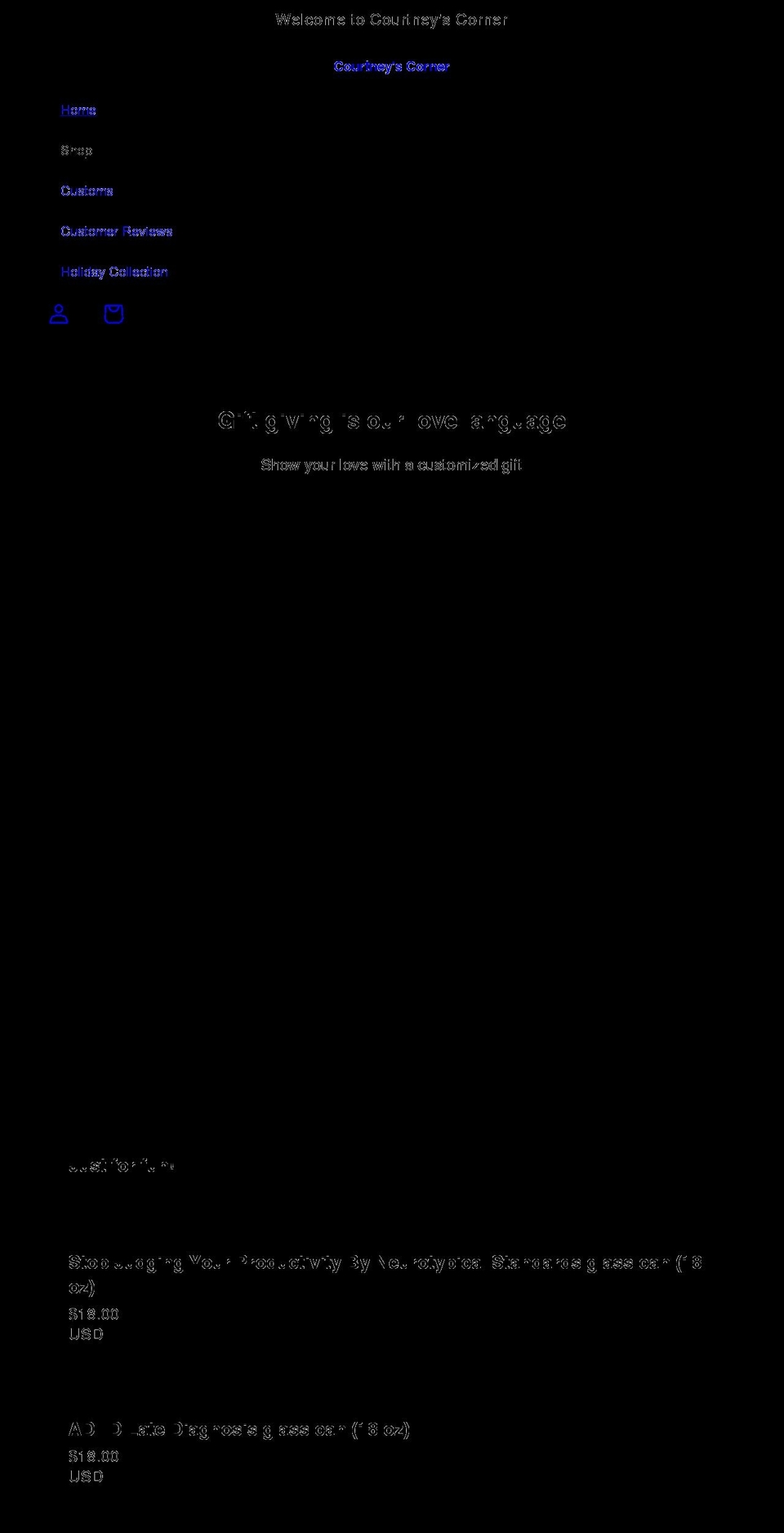 courtneyscornercc.com shopify website screenshot