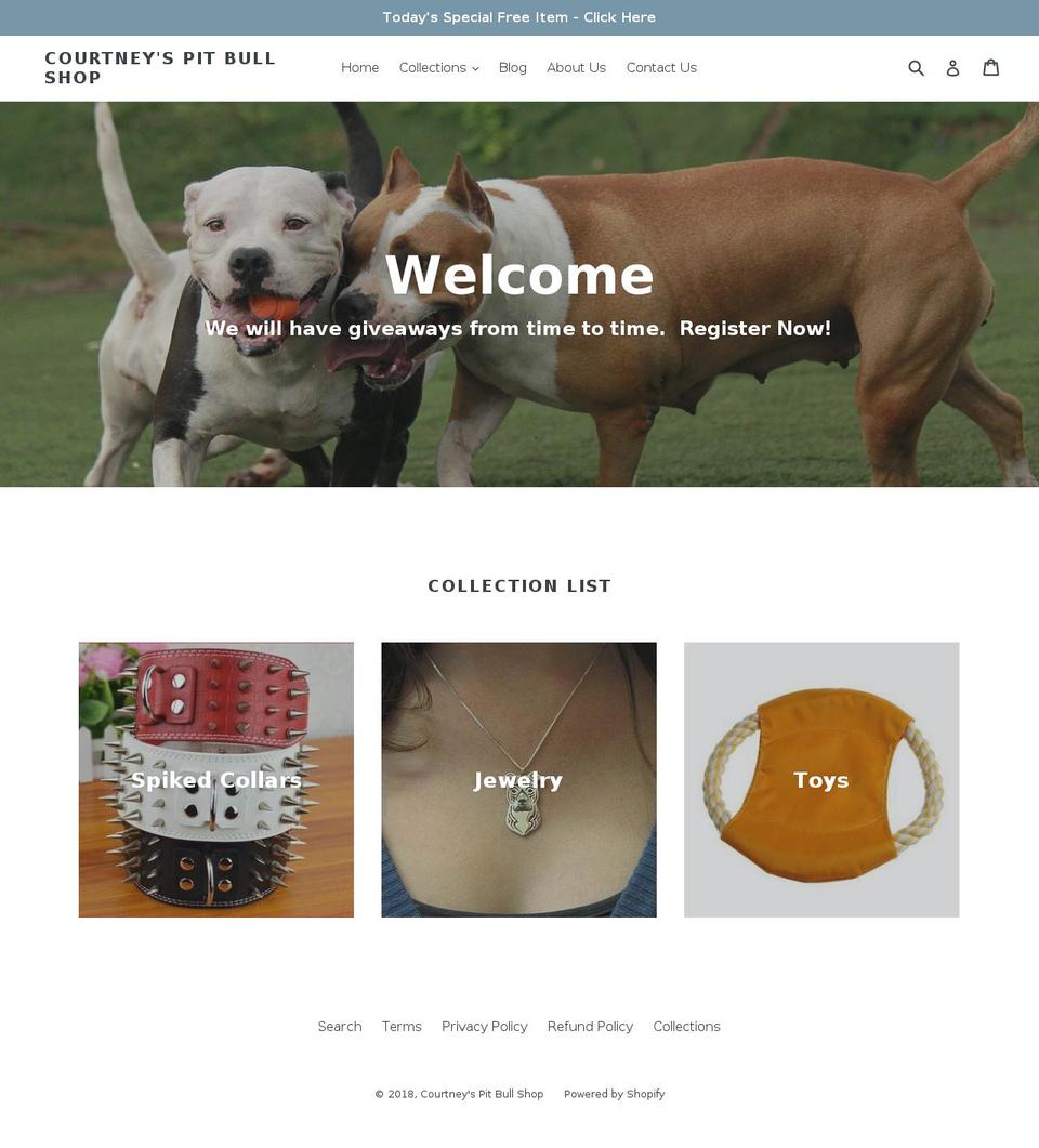 courtneyspitbullshop.com — Shopify storefront screenshot