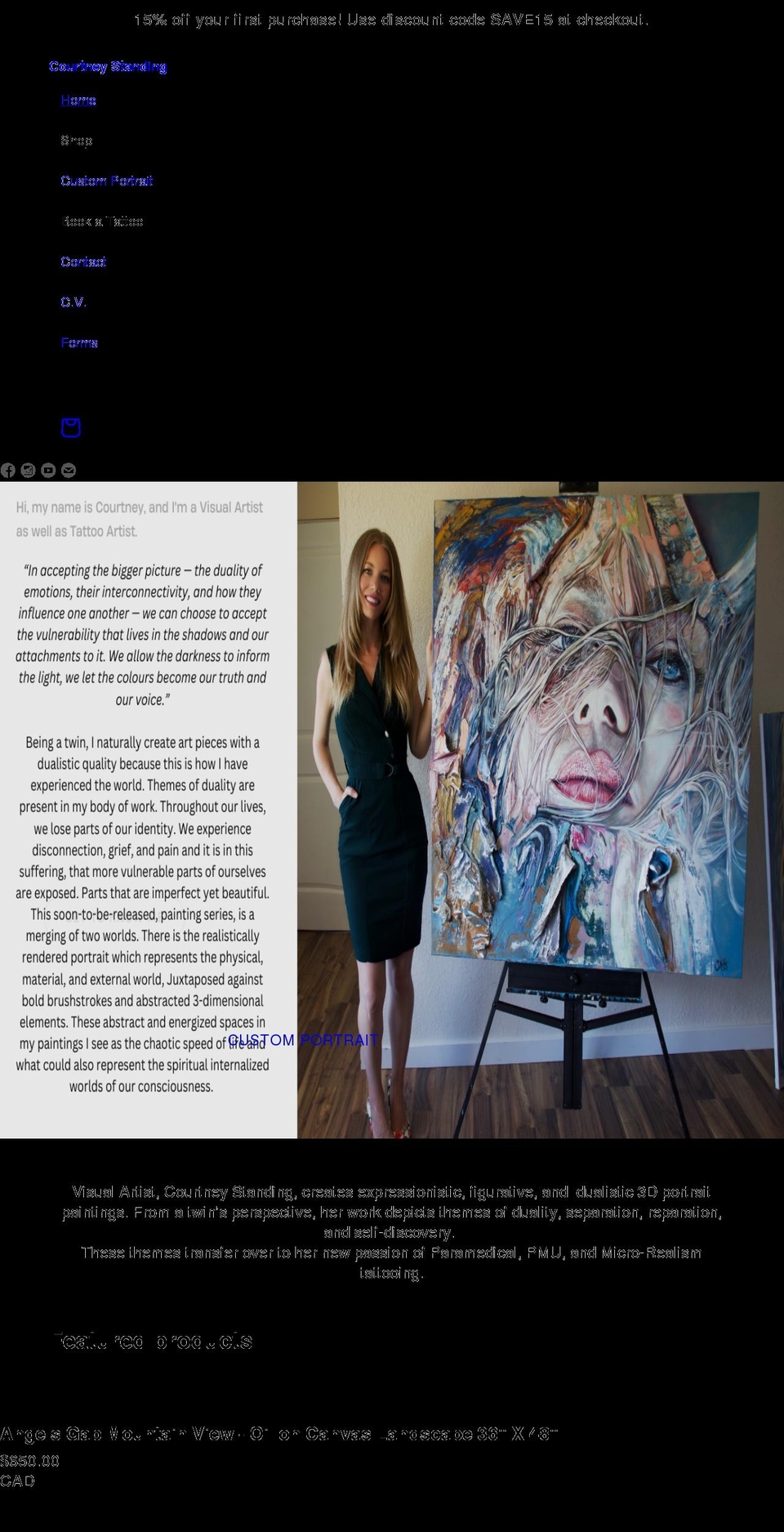 courtneystanding.com shopify website screenshot