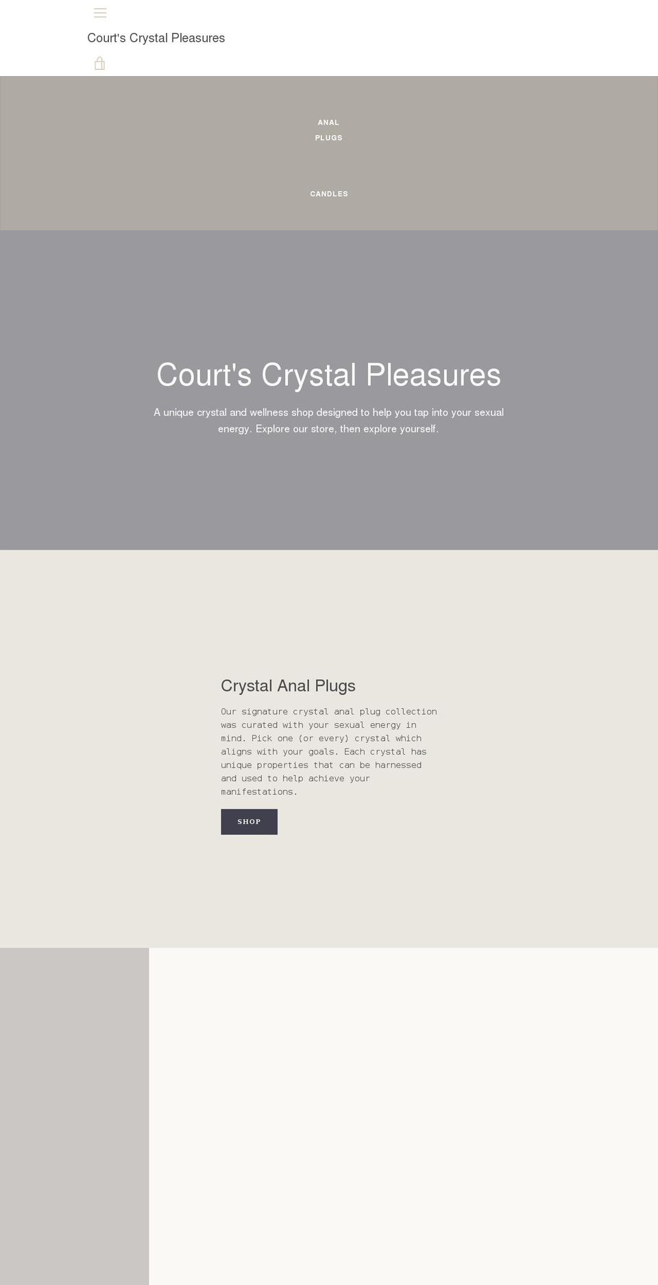 courtscrystalpleasures.com shopify website screenshot