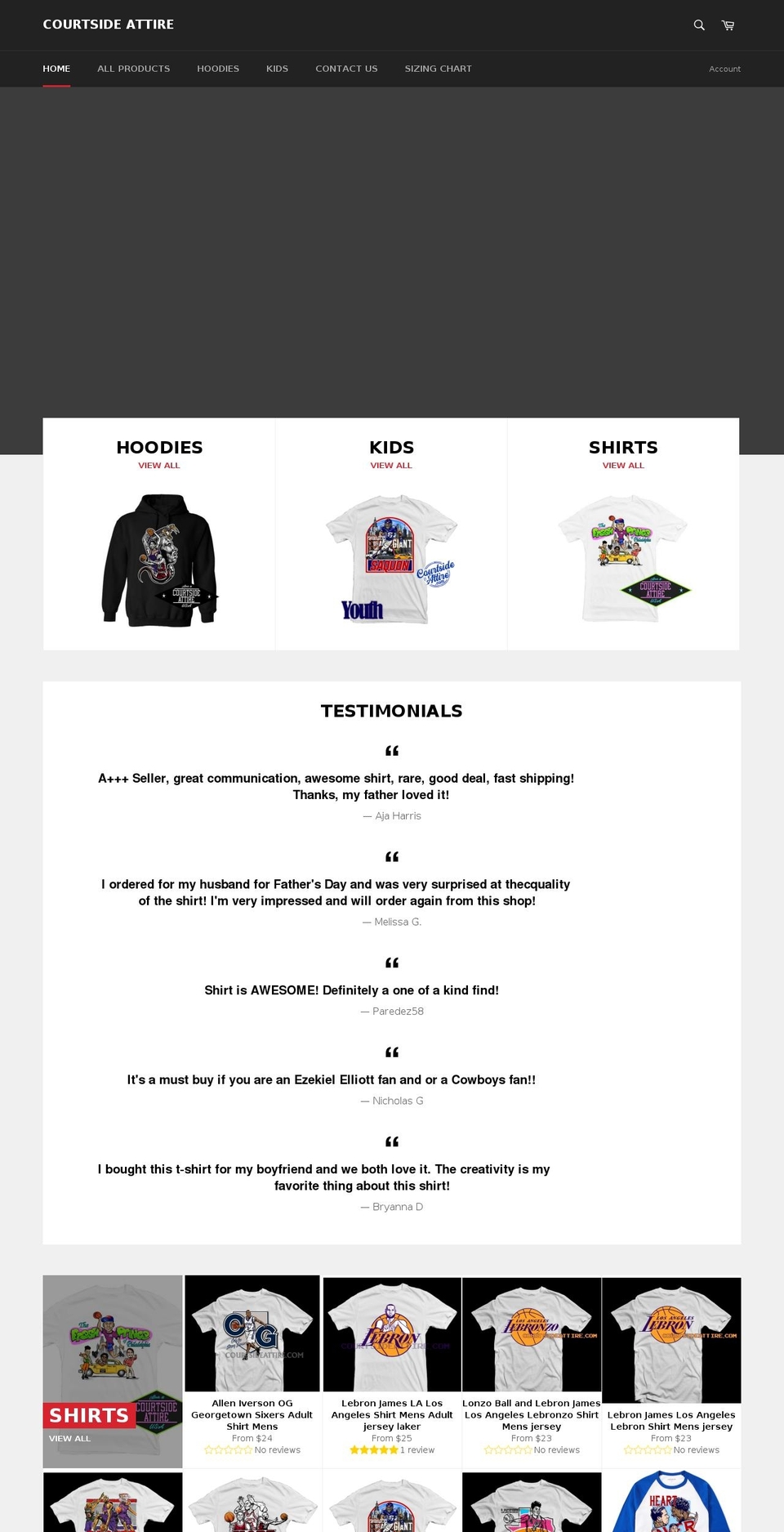 courtsideattire.com — Shopify storefront screenshot