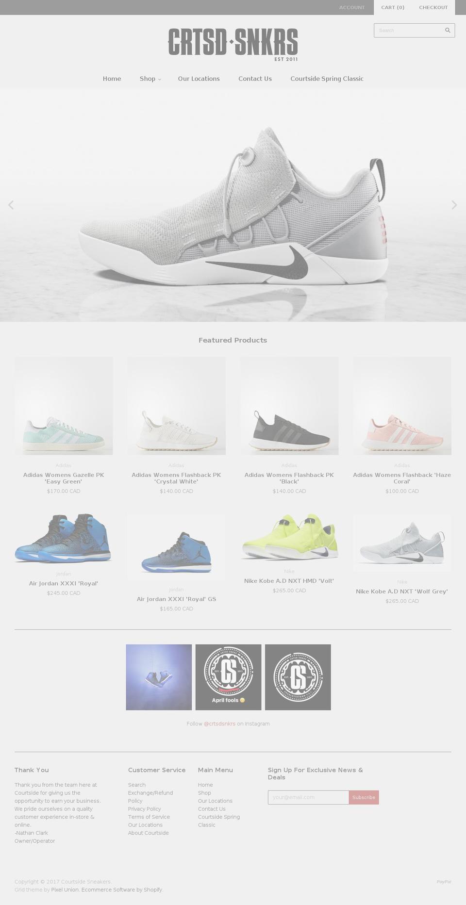 Impulse Shopify theme site example courtsidesneakers.com