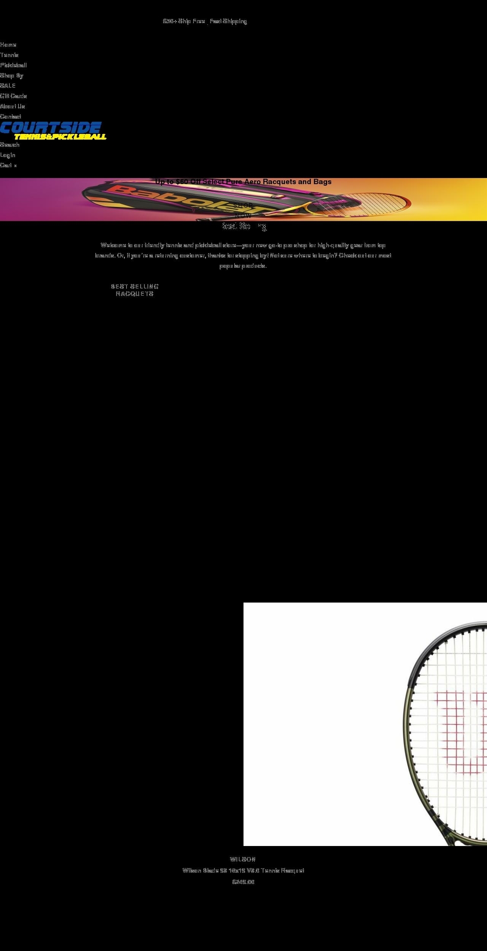 courtsidetennis.com shopify website screenshot