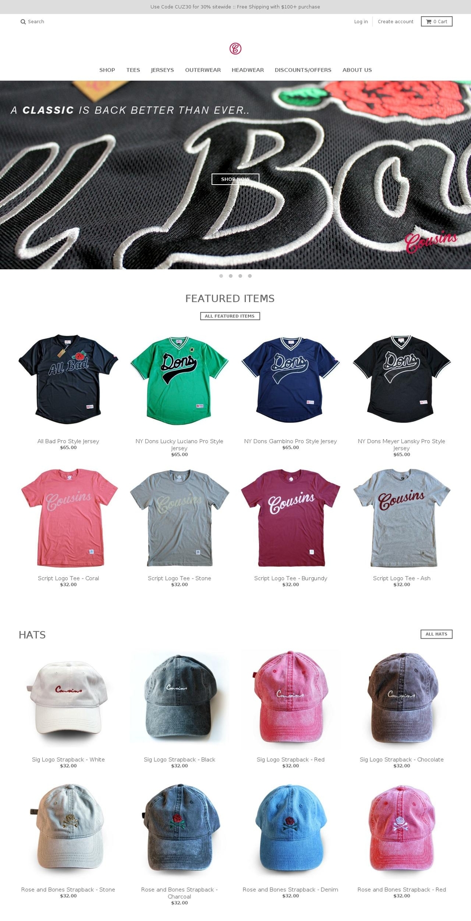 cousinsbrand.com shopify website screenshot