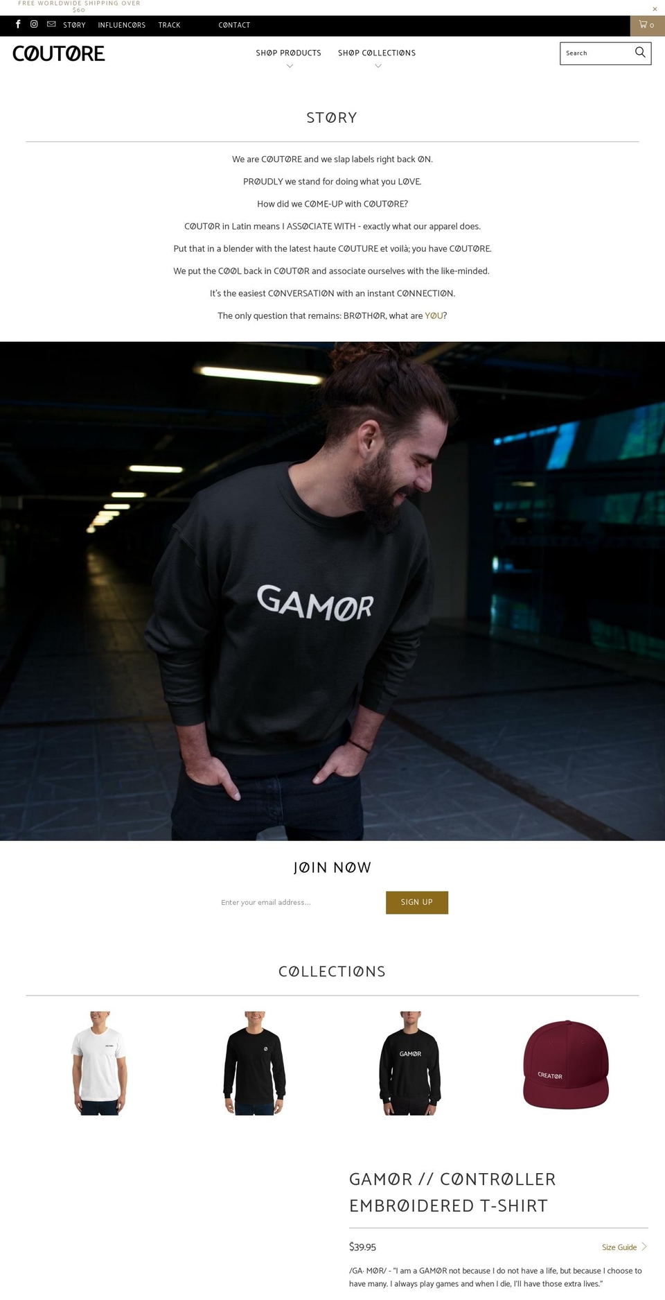 coutore.com shopify website screenshot